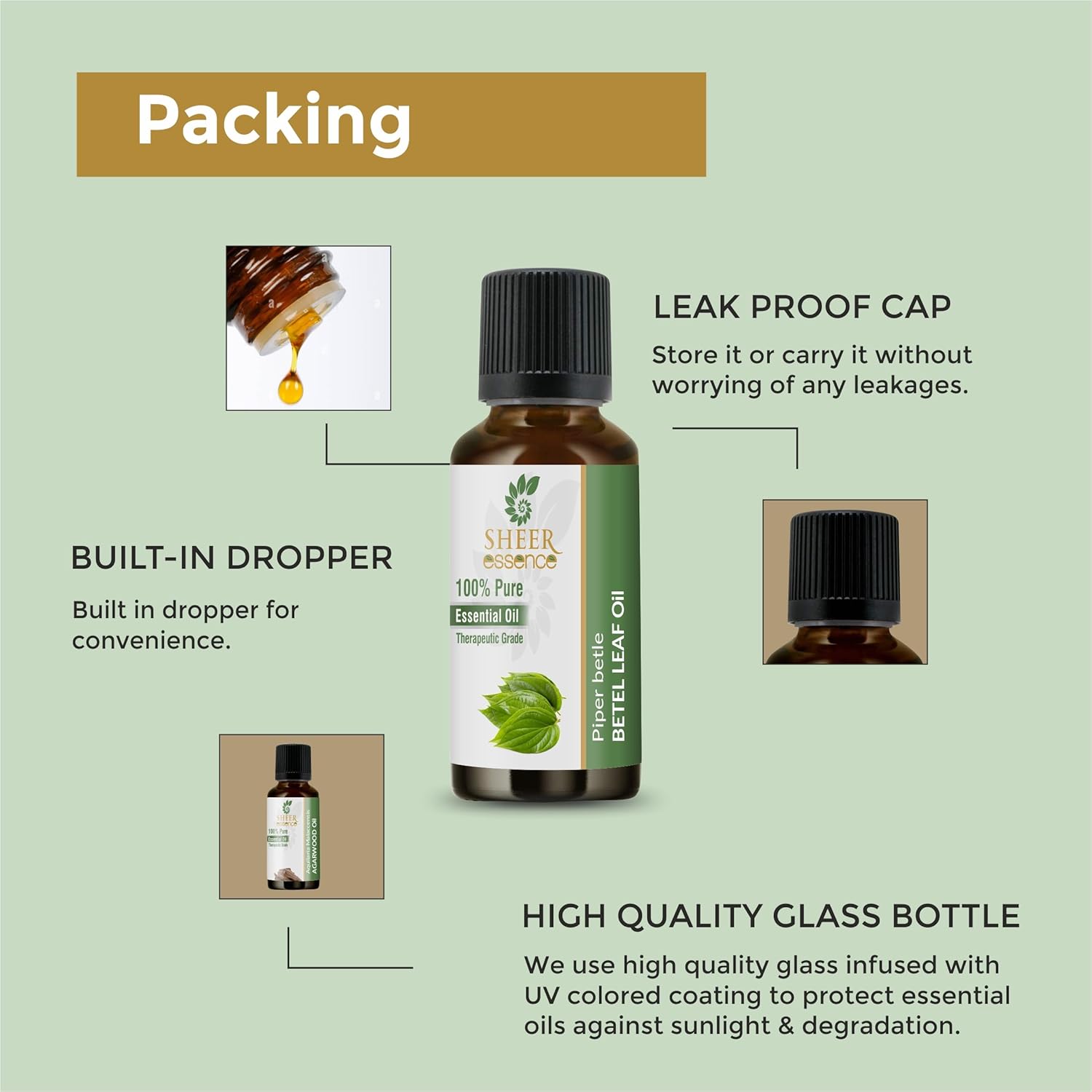 Betel Leaf Oil (Piper Betle) Essential Oil 100% Pure Natural Undiluted Uncut Therapeutic Grade Oil 0.51 Fl.OZ