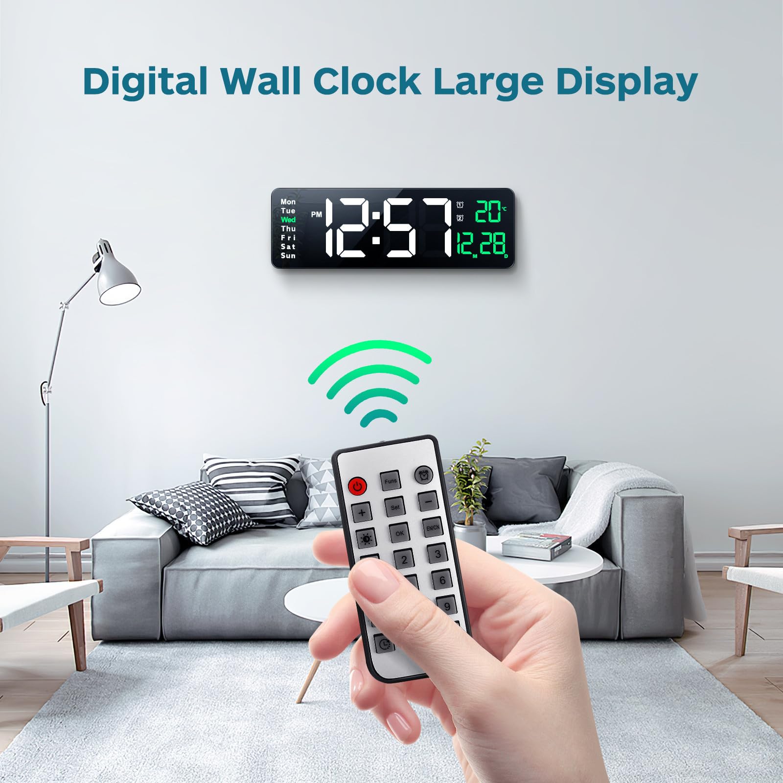 UPKOCH Reloj de Pared Digital Moderno de Gran Pantalla, 16 Pulgadas