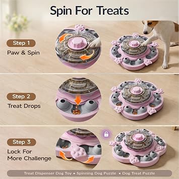 KADTC 3-Level Dog Puzzle Toy, Spin to Release Treat Dispenser, Slow Feeder | Slide, swing, sniff and search: four play modes relieve boredom, channel energy, build focus, and deliver mental stimulation.