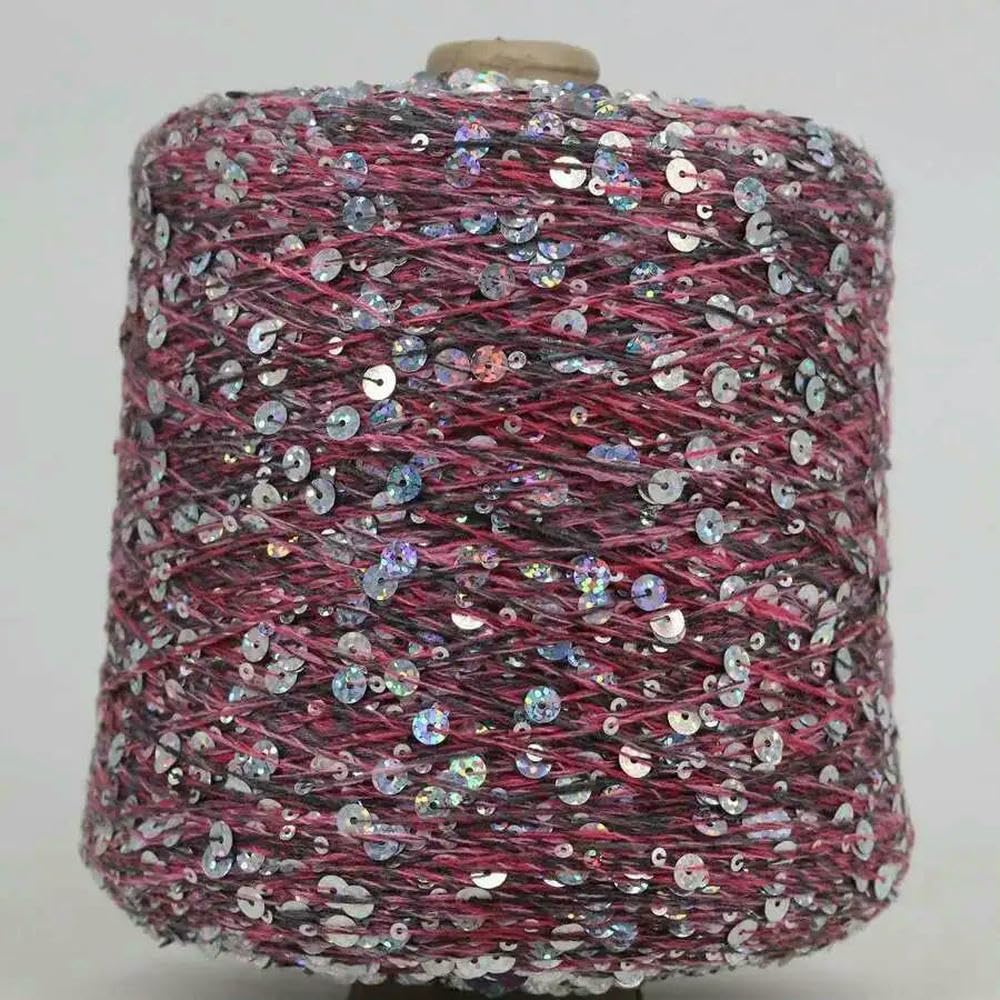 500 g bawełniana przędza cekinowa 6 mm 3 mm cekinowa przędza dziewiarska, luksusowa miękka lina brokatowa, materiał DIY