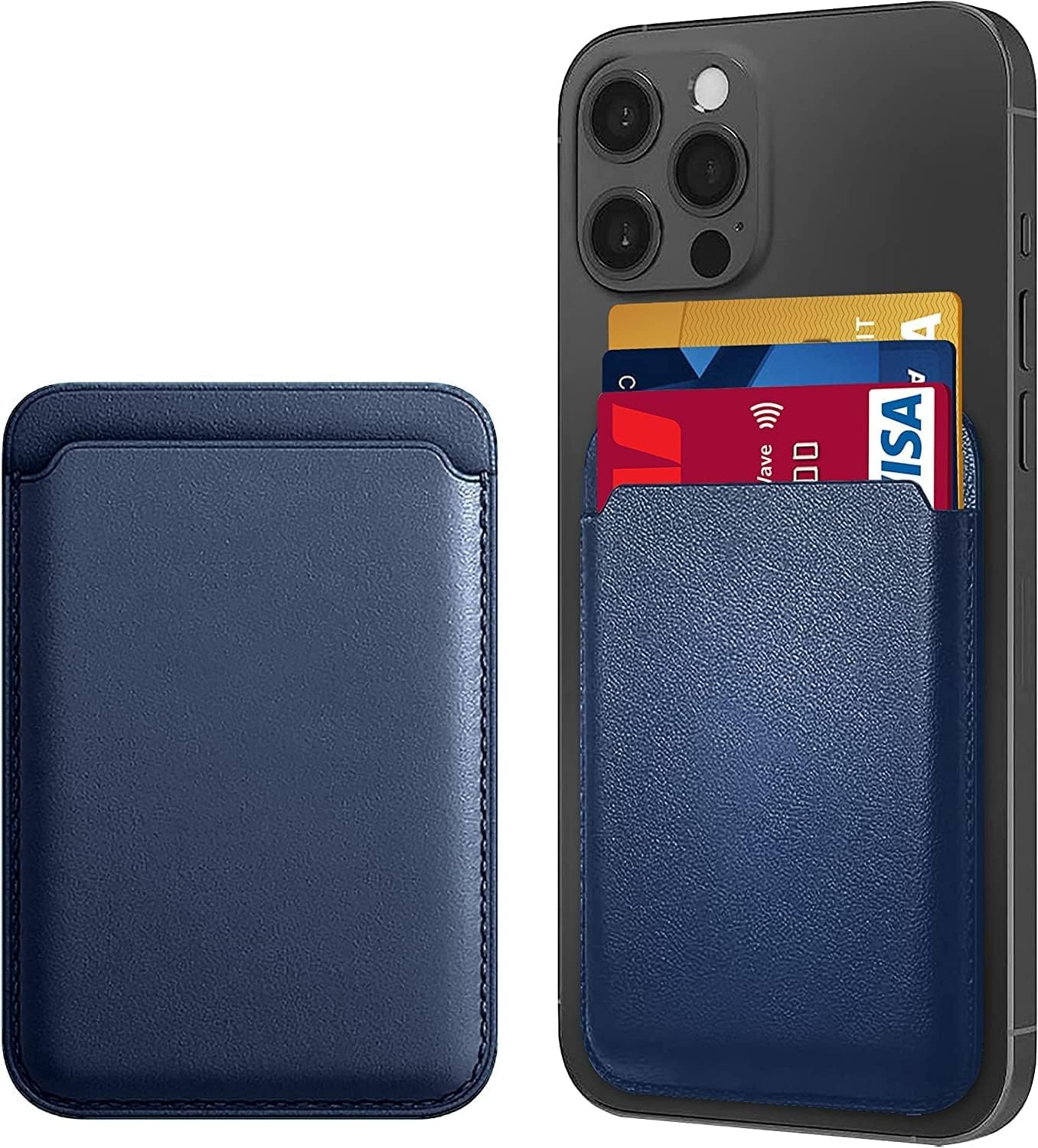 Generic Mag-Safe Wallet | Compatible with Apple Magsafe Wallet For all iPhones with magsafe (Navy Blue)