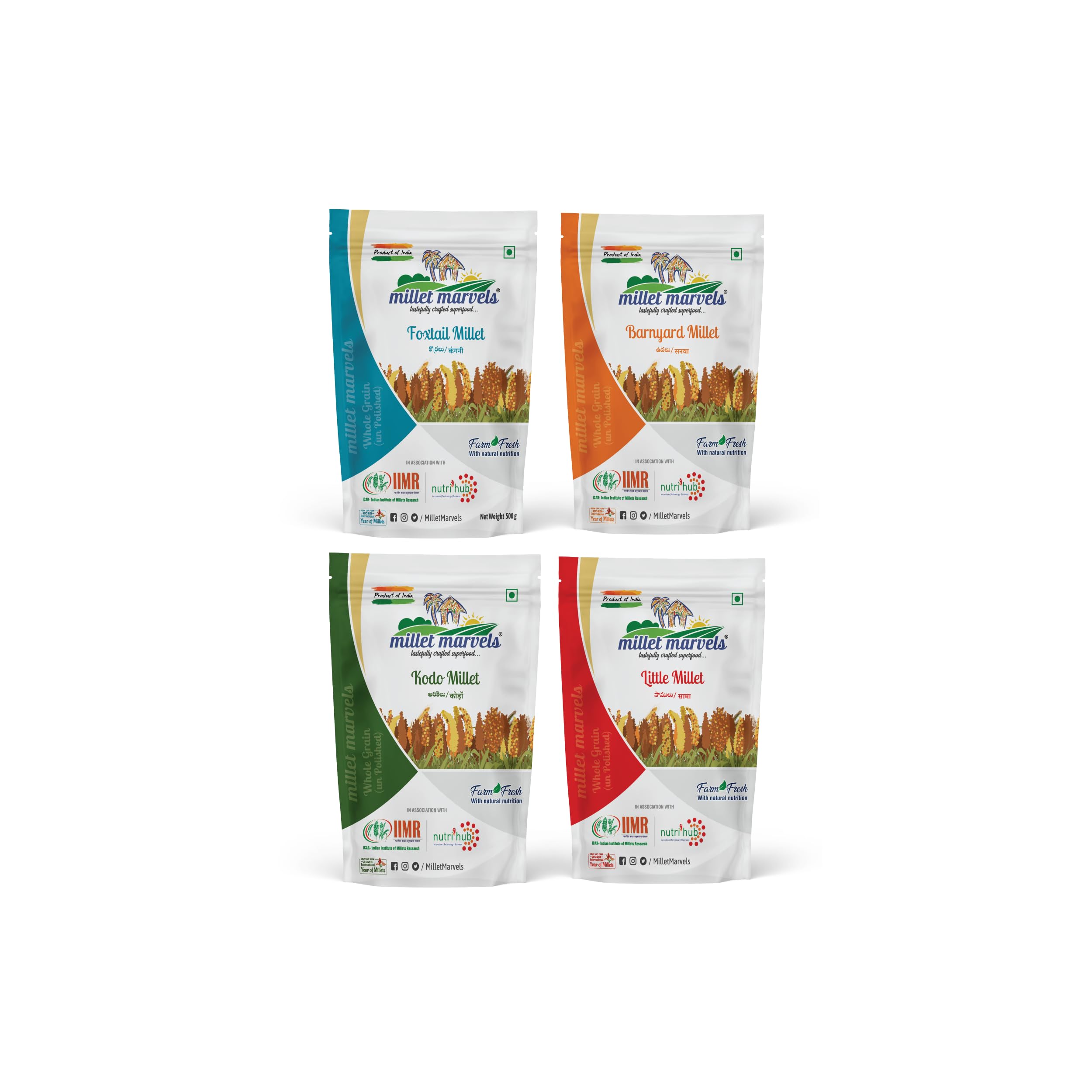 Millet Marvels Vacuum Packed,Unpolished Foxtail,Barnyard,Kodo N Little Millet Combo 4x500 Gms (B0CJFRK6T3) Amazon Price History, Amazon Price Tracker