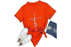 Women's Casual Letter Graphic Print Faith T-shirt