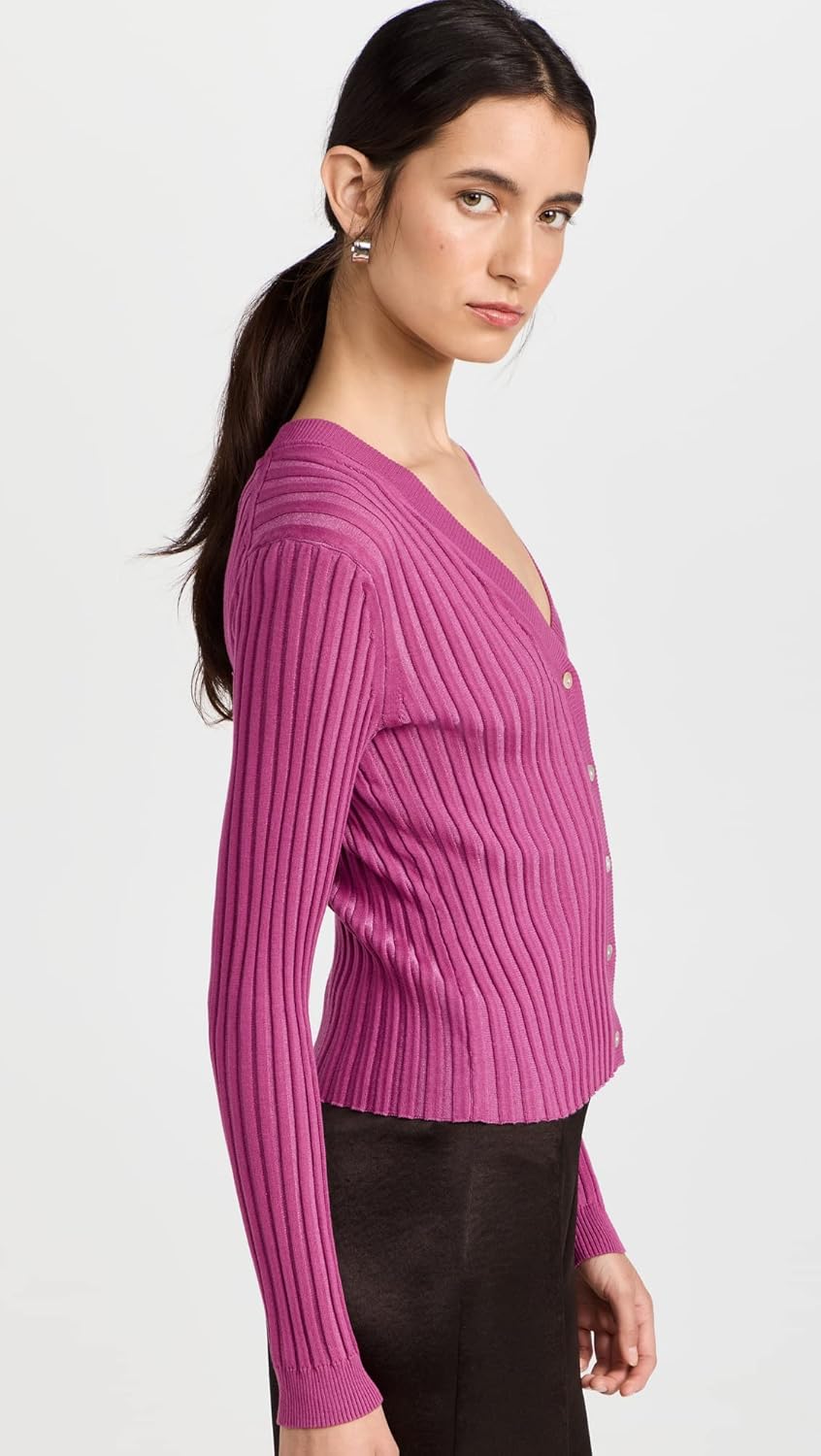 Vince Women's Ribbed V Neck Cardigan - Image 4
