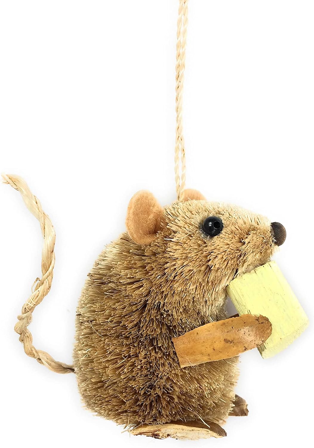 Kurt Adler 2.5-Inch Buri Sitting Mouse with Cheese Christmas Ornaments 2 Assorted