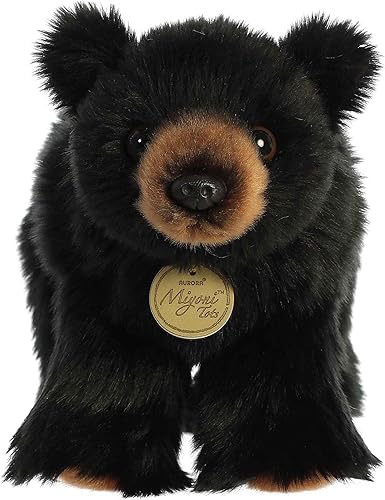 Miniatura 2 de Aurora - Adorable osezno negro de peluche Miyoni, detalle realista, compañía entrañable, negro, 10 pulgadas