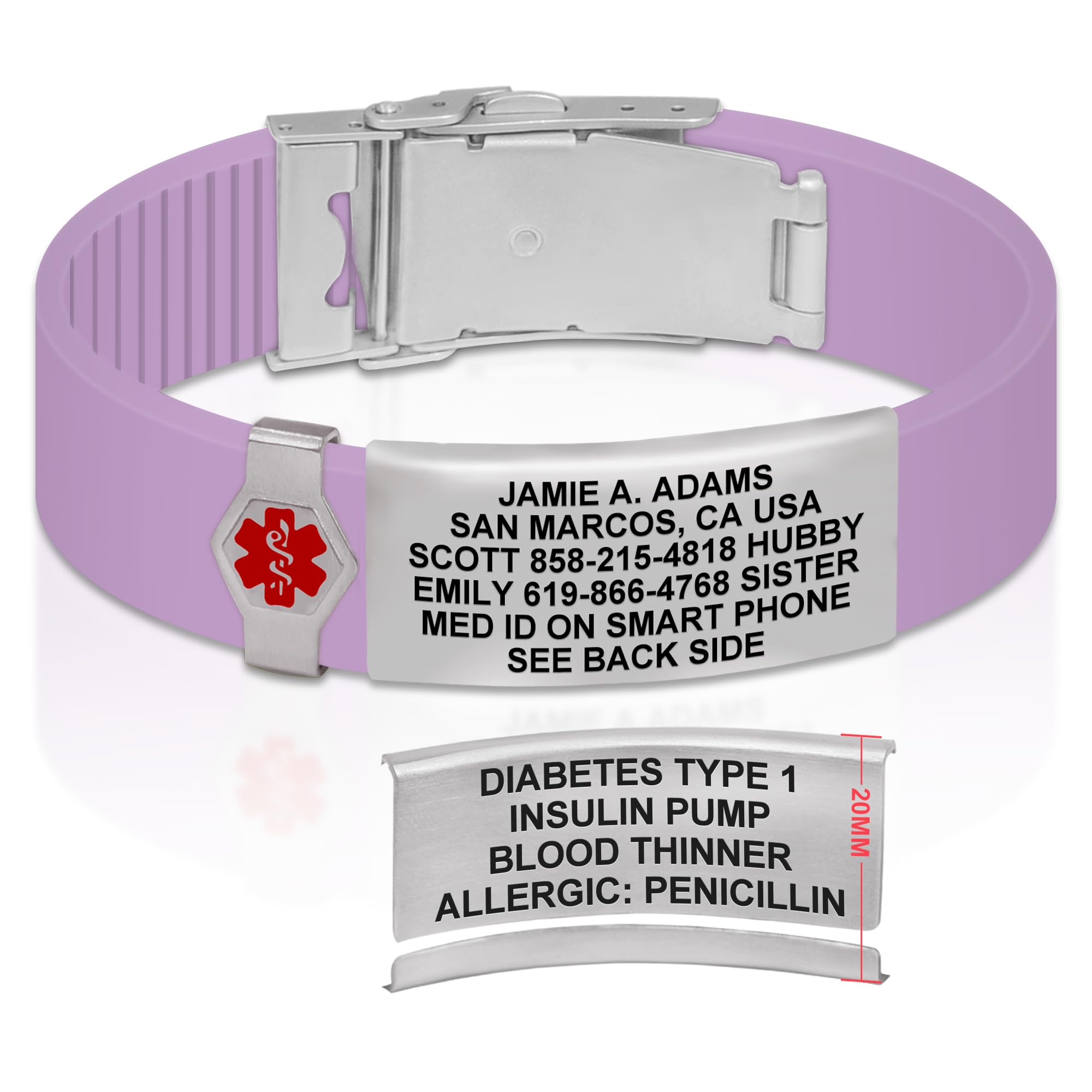 Divoti Custom Engraved Medical Alert ID Bracelet – Dual-Sided Laser Etching, Silicone Wristband, Stainless Steel Security Clasp – Adjustable &