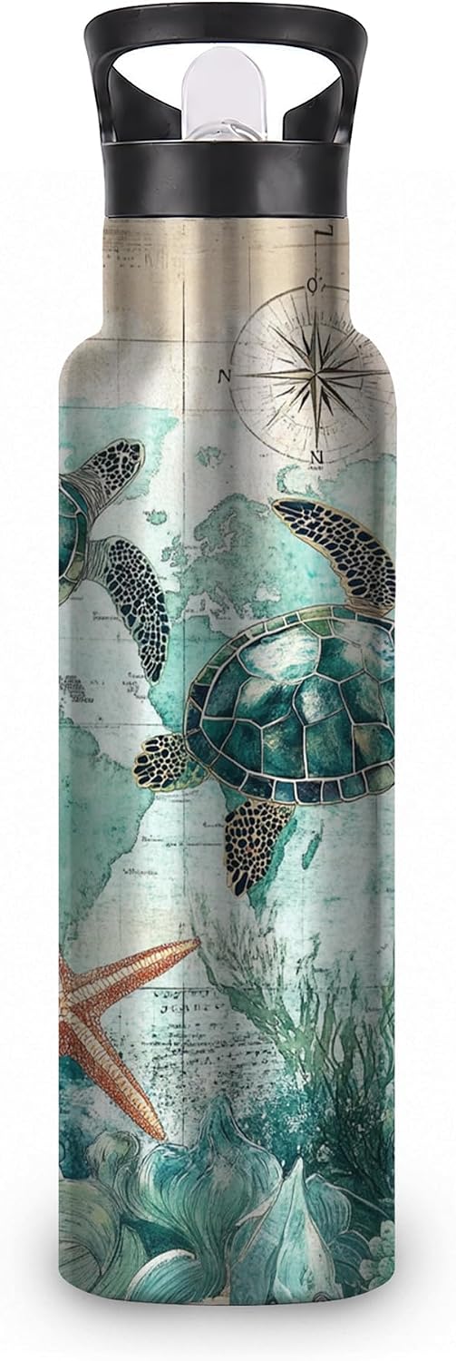 Mallard Duck 20 oz Insulated Water Bottles Wild Bird Stainless Steel Thermal Bottle Leak Resistant with Straw Twist Cap and Handle for Sports Coffee Mug Cup