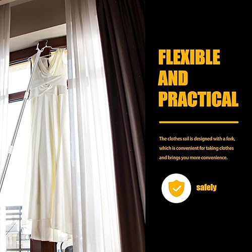 Miniatura 5 de BESTOYARD Barra de costura para colgar en el armario con gancho, barra de ropa, palo retráctil para ropa, postes de alcance retráctiles con gancho,