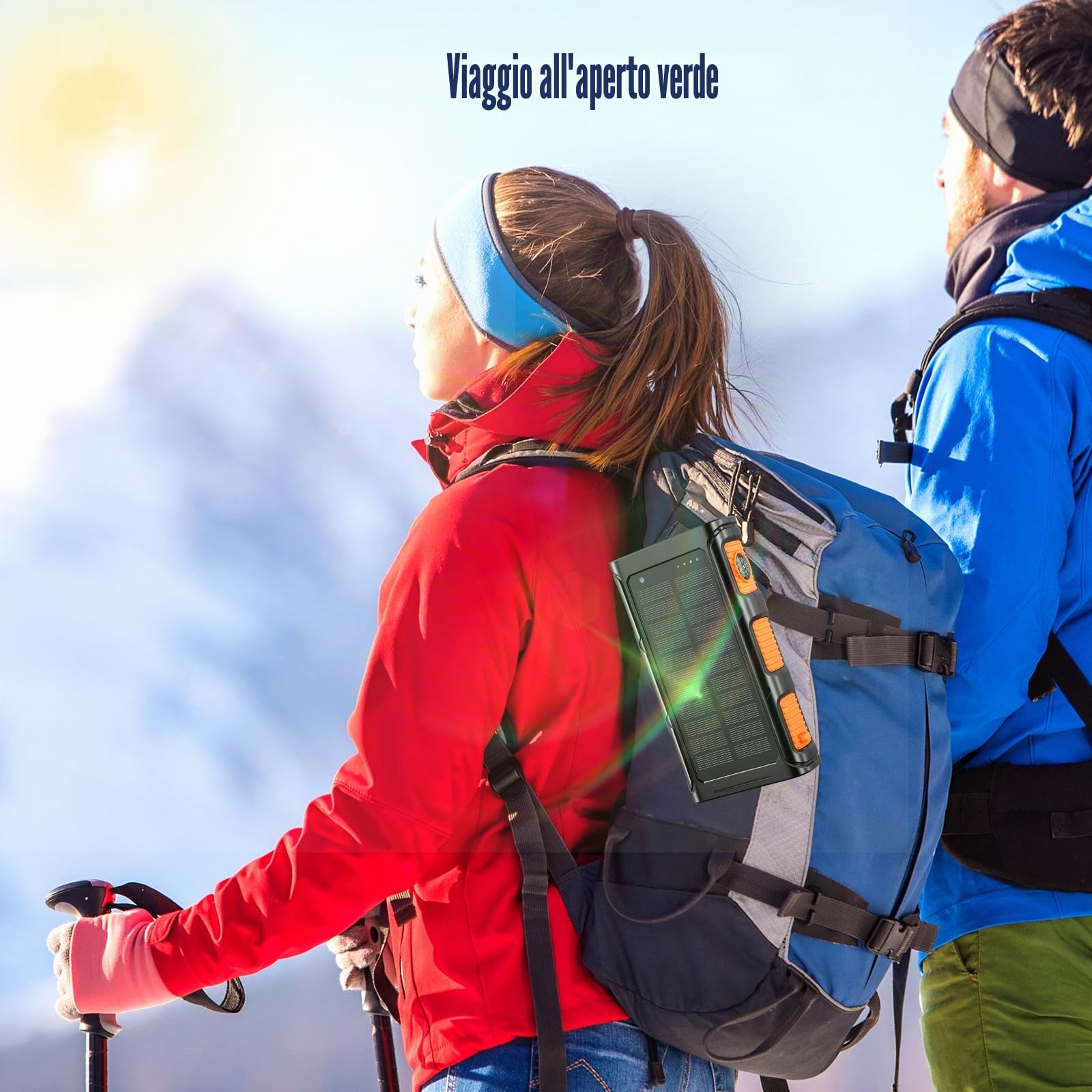 Power Bank Wireless Solar 26800 mAh con 4 cavi, generatori esterni, 3 A, ricarica rapida, 6 ingressi e 3 uscite, luce di emergenza a LED e bussola, pannello solare impermeabile anti-caduta per viaggi