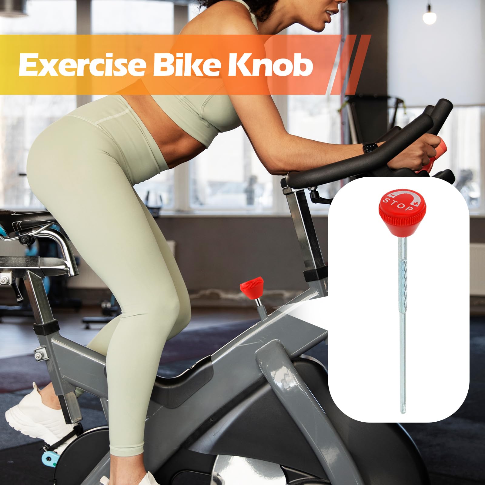 rockible Exercise Bike Resistance Bar Accessories, Brake Knob Assembly, Bike Brake Lever Parts,Universal Resistance Knob for Fitness Bike Indoor Bicycle M8, Red
