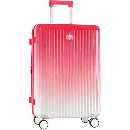 MASSY Expandable Carry-On Luggage 24"/28" - TSA Lock, 360° Swivel Wheels, Wet/Dry Pocket, Scratch-Proof Hard Shell (Pink, 24inch)