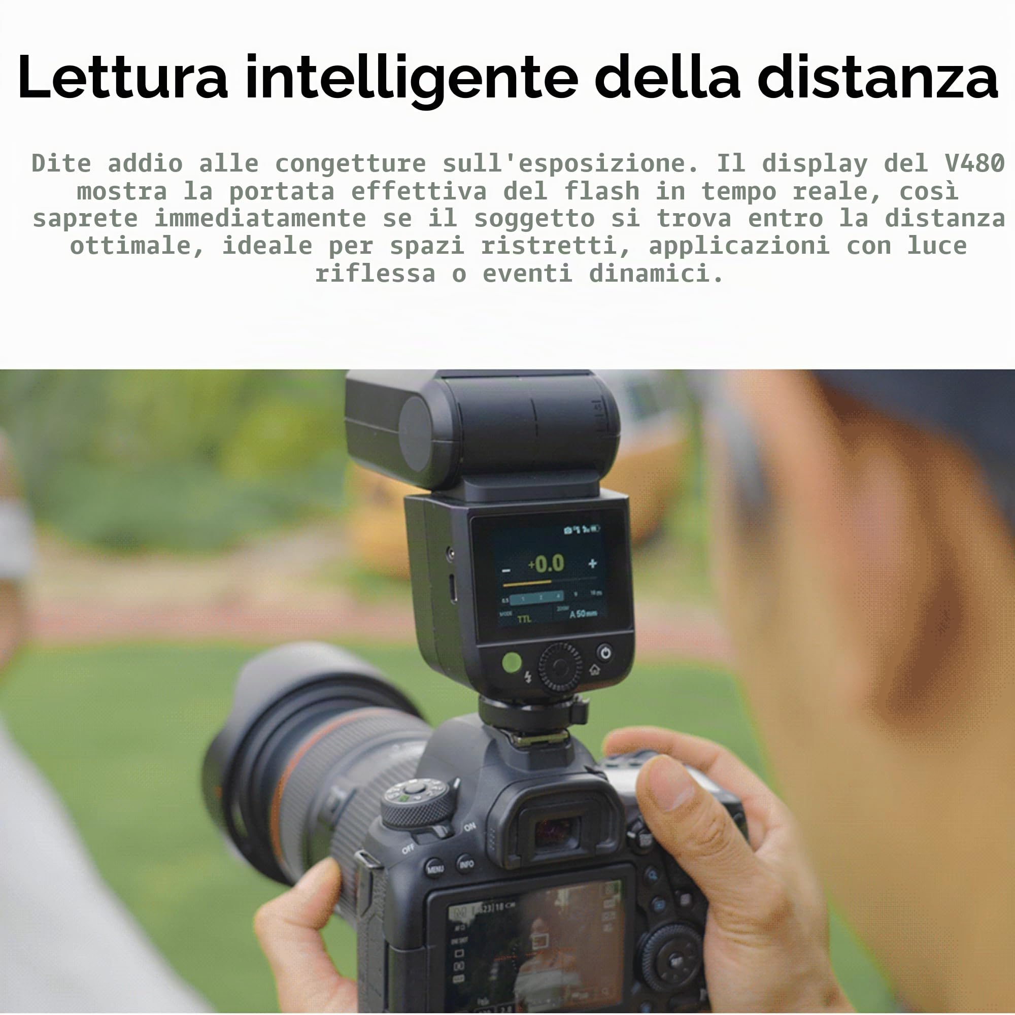 Godox V480 S TTL flash per fotocamera Speedlite GN50 HSS 1/8000s 2,4 GHz X sistema wireless 2 in 1 LED touch screen testa di salto flessibile diffusore per fotocamere Sony