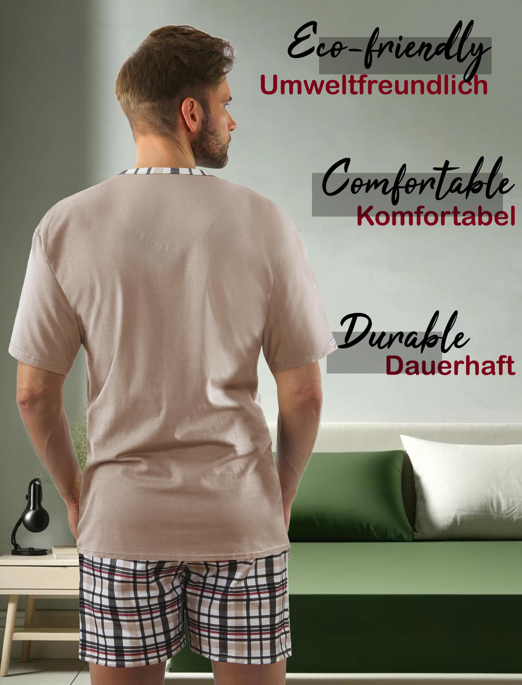 sesto senso Pajamas Uomo Corto Cotone Tshirt Pantalonici Set Manich Corte Estate