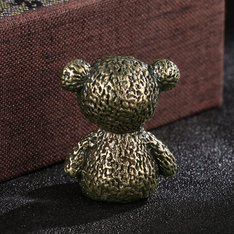 Messing-Bär-Statue, Dekoration, massiver Teddybär, Bronze, Miniatur-Skulptur, niedliche Bären-Miniatur-Figuren, Schreibtisch-Ornament
