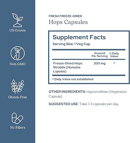 Miniatura 2 de Eclectic Herb - Cápsulas de lúpulo | Relajación natural y apoyo para dormir | Apoyo antioxidante | Suplemento de hierbas | Vegano, sin OMG, sin