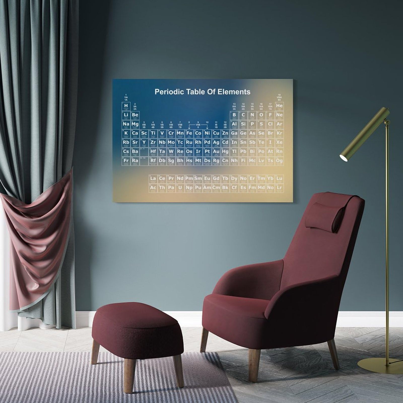 Periodensystem Regenbogen 20 Weltraum-Poster, Bürozimmer-Dekor, kosmischer Sternenhimmel, Wandkunst-Poster für Wanddekoration, 60 x 90 cm
