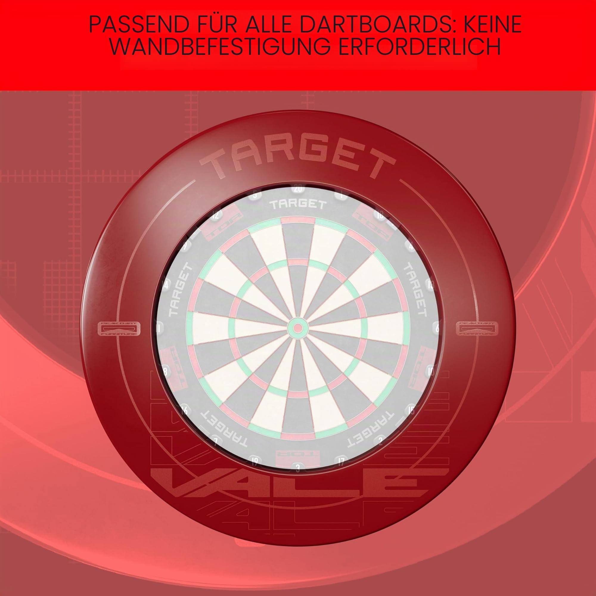 Target Darts Pro Tour & VALE Dartscheibe Surround (Rot/Schwarz/Vale) | Dartscheibe Wandschutzring, Außenwandschutz für Dartscheiben, Kompatibel mit jeder Scheibe | Professionelles Dartzubehör