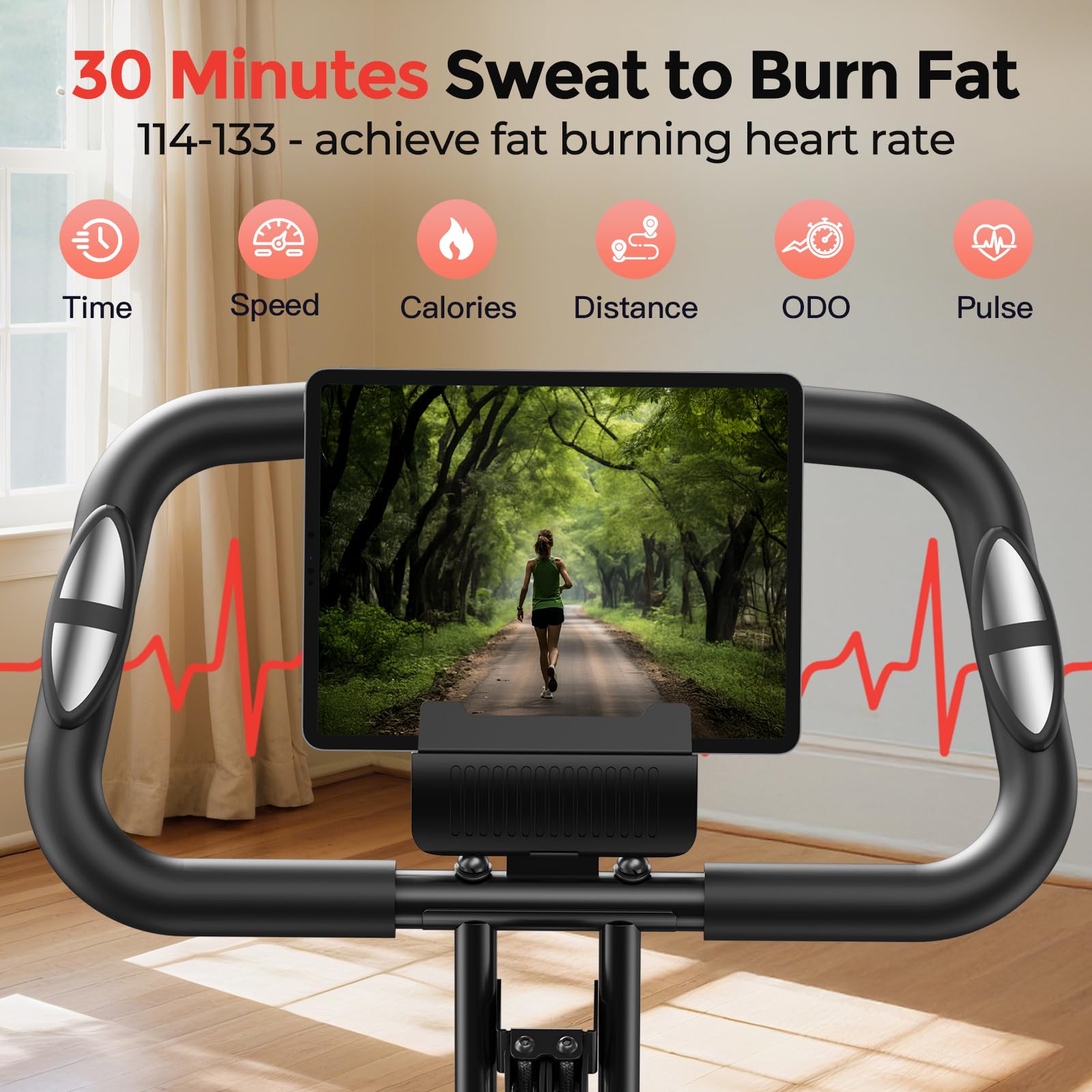 Pleny Folding Exercise Bike, 5 IN 1 Stationary Bikes for Home 6.6 LBS Flywheel, 330LB Weight Capacity Back Support Cushion Indoor Workout Cycling Bike for Home Gym