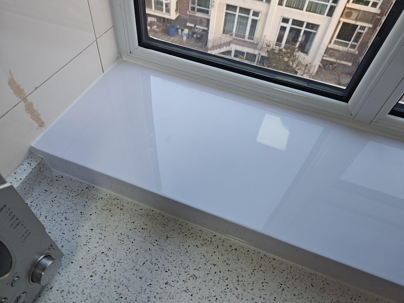 Fensterbank Innenfensterbankbretter Weiß, Fensterbankabdeckung Lang 2m 1,8m 1,6m 1,5m 1,4m 1,2m 1,0m, Wasserdichte Erkerfensterbankkante, Fensterbankabdeckung Aus Beton ( Color : W 18cm/7in , Size : L