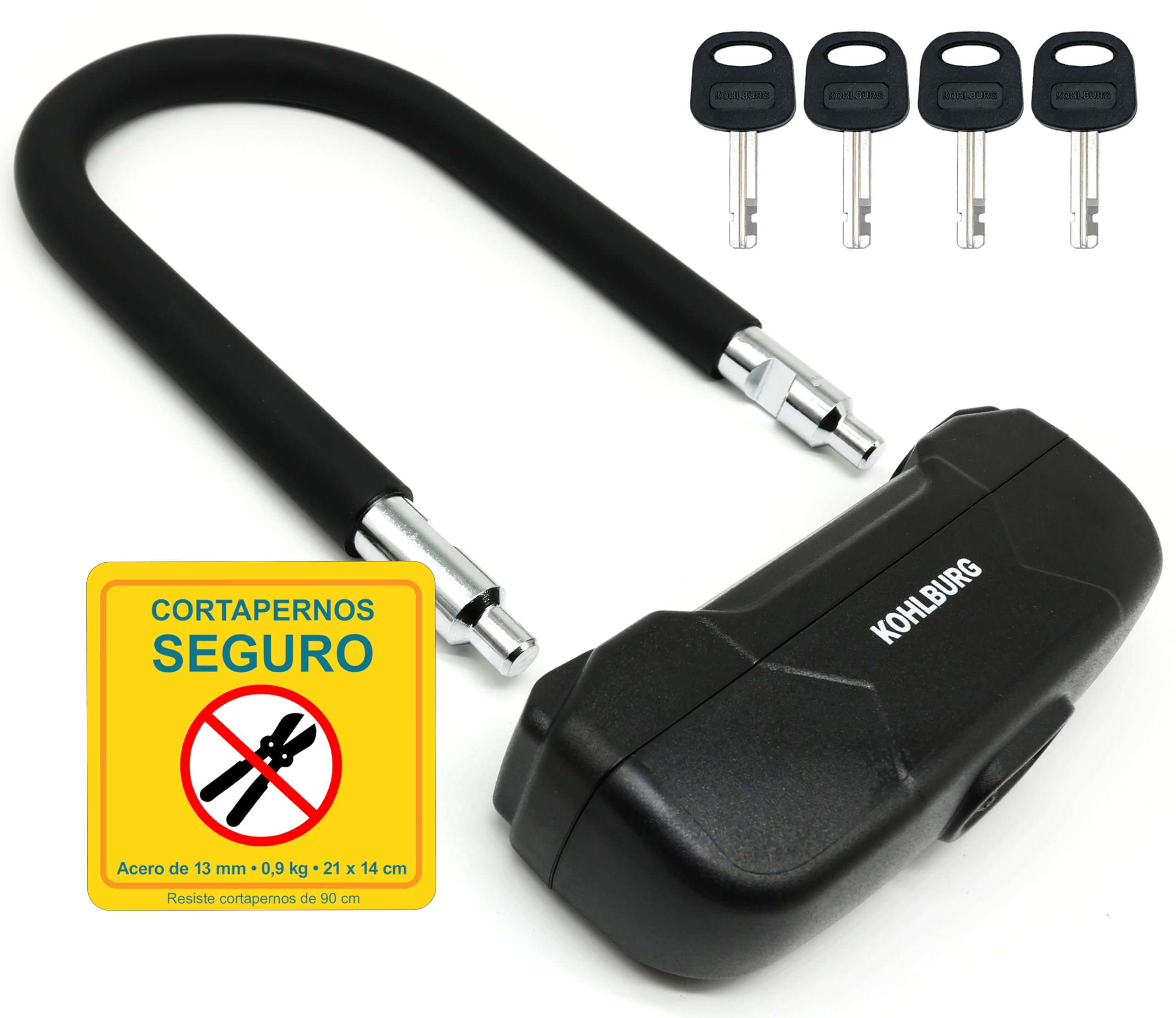 KOHLBURG Pequeño & ligero antirrobo de horquilla de seguridad con 4 llaves