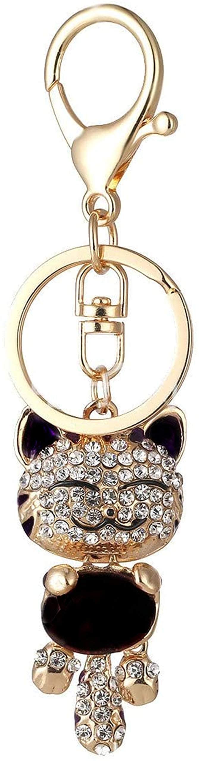 BestdaysCat Kitten Keychain Handbag Charm for Animal Lovers Key Ring/Chain, Black, S