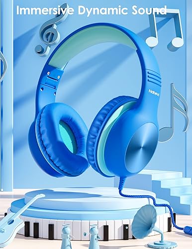 Miniatura 87 de Auriculares para niños con cable, auriculares sobre la oreja para niños con micrófono, límite de volumen de 85/94 dB, auriculares para niños y niñas