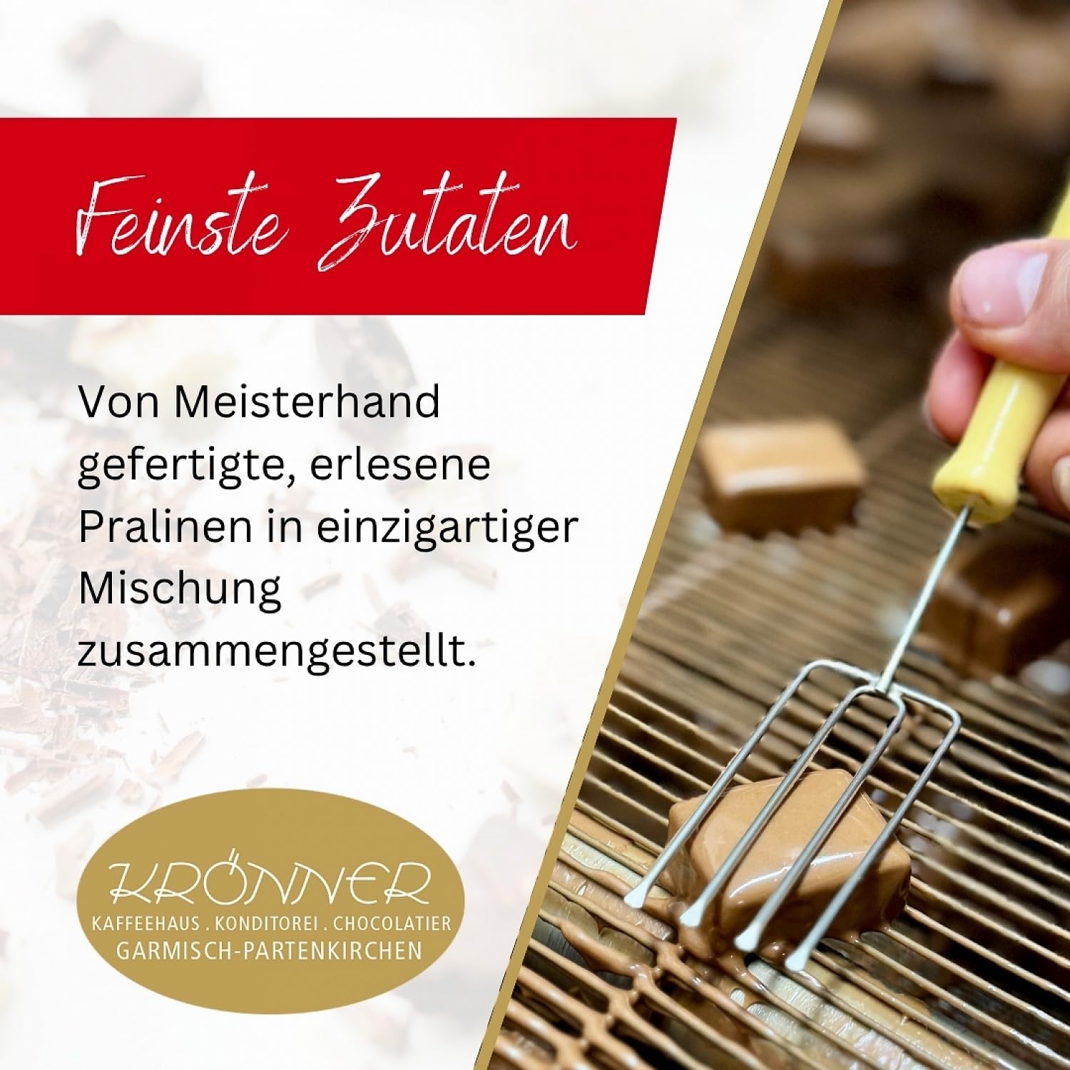 Krönner Pralinen-Mischung 500 g – Von Meisterhand gefertigte Pralinen – Edles Geschenk – Feinste Mischung – In edler Cellophantüte mit Schleife