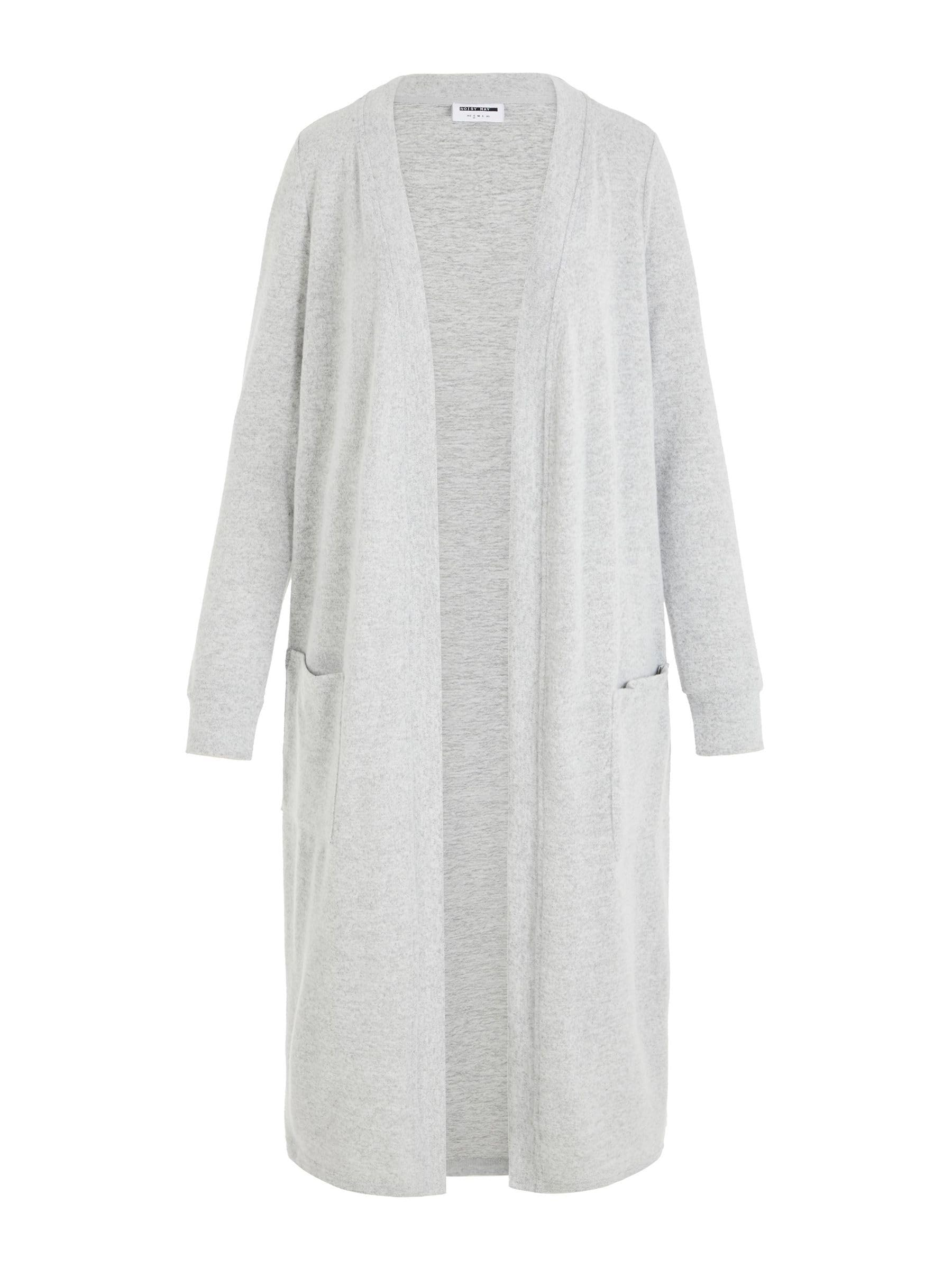 NOISY MAY Damen Nmcity L/S Long Noos Cardigan, Light Grey Melange, XL EU
