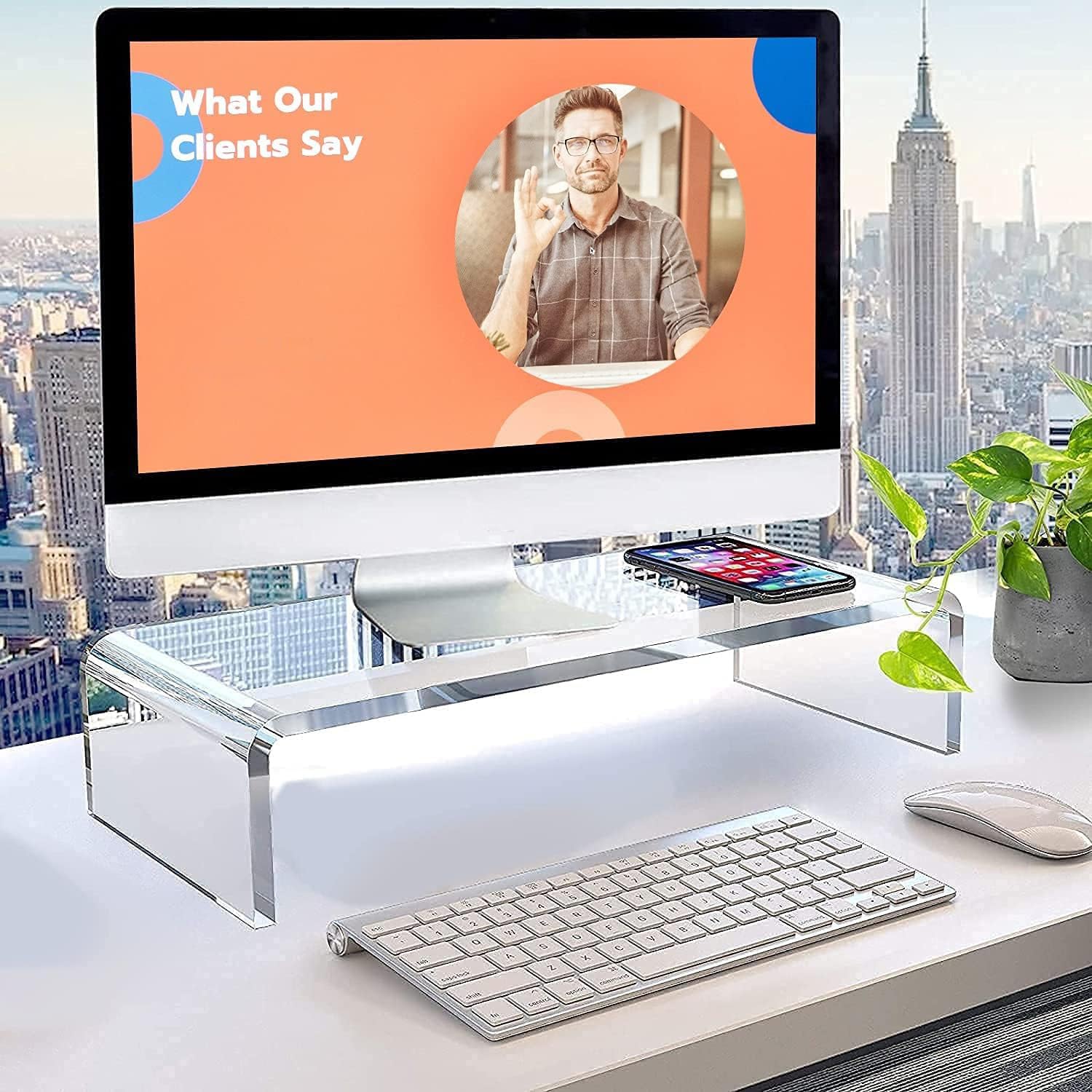 Support Pour Écran En Bois Avec Espace De Rangement Pour Ordinateur