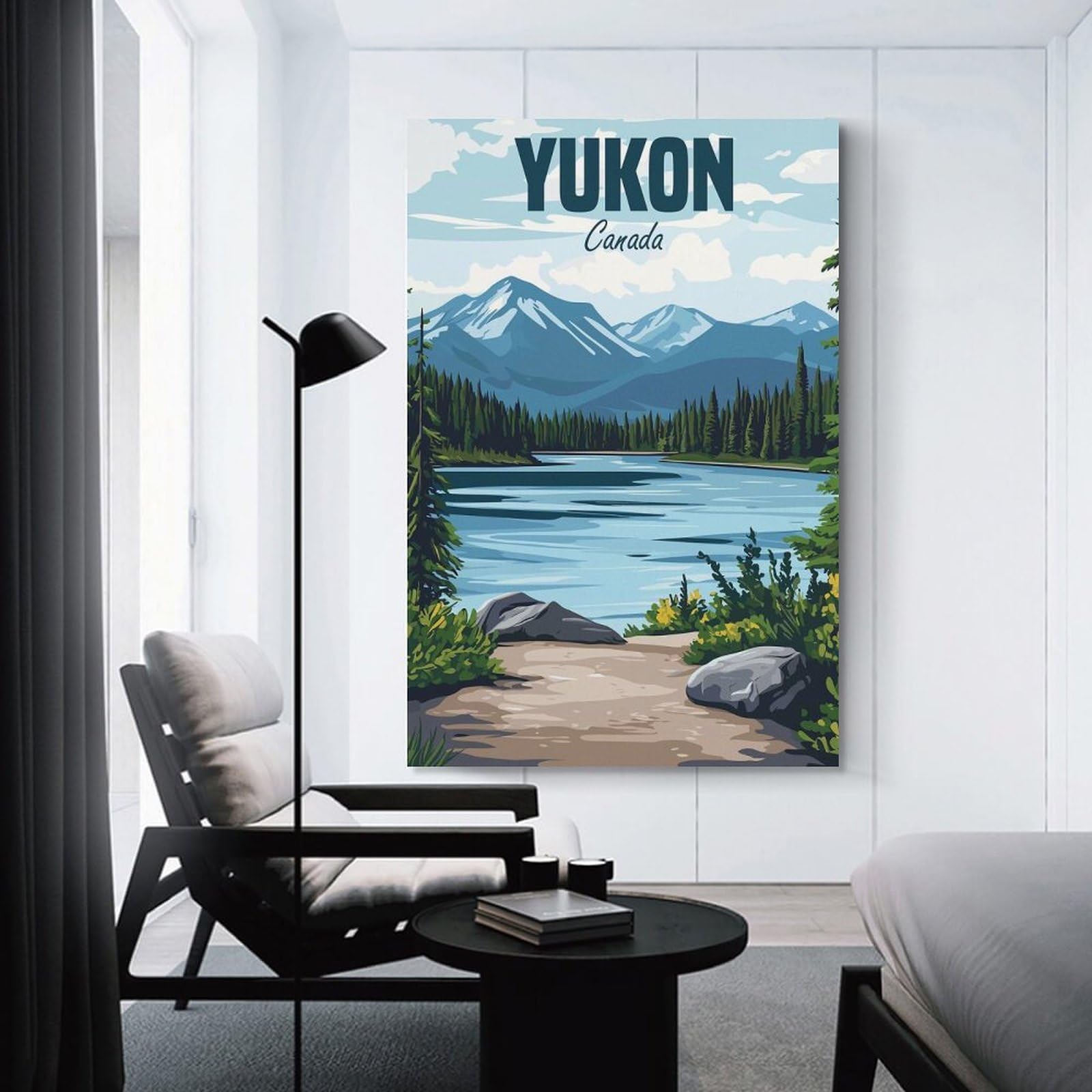 Junmoney Yukon Canada Travel Canvas Wall Picture, 20x30inch(50x75cm), for Bedroom Walls, Guest Spaces Or Lounges, Stylish Decor for A Restful Room Update