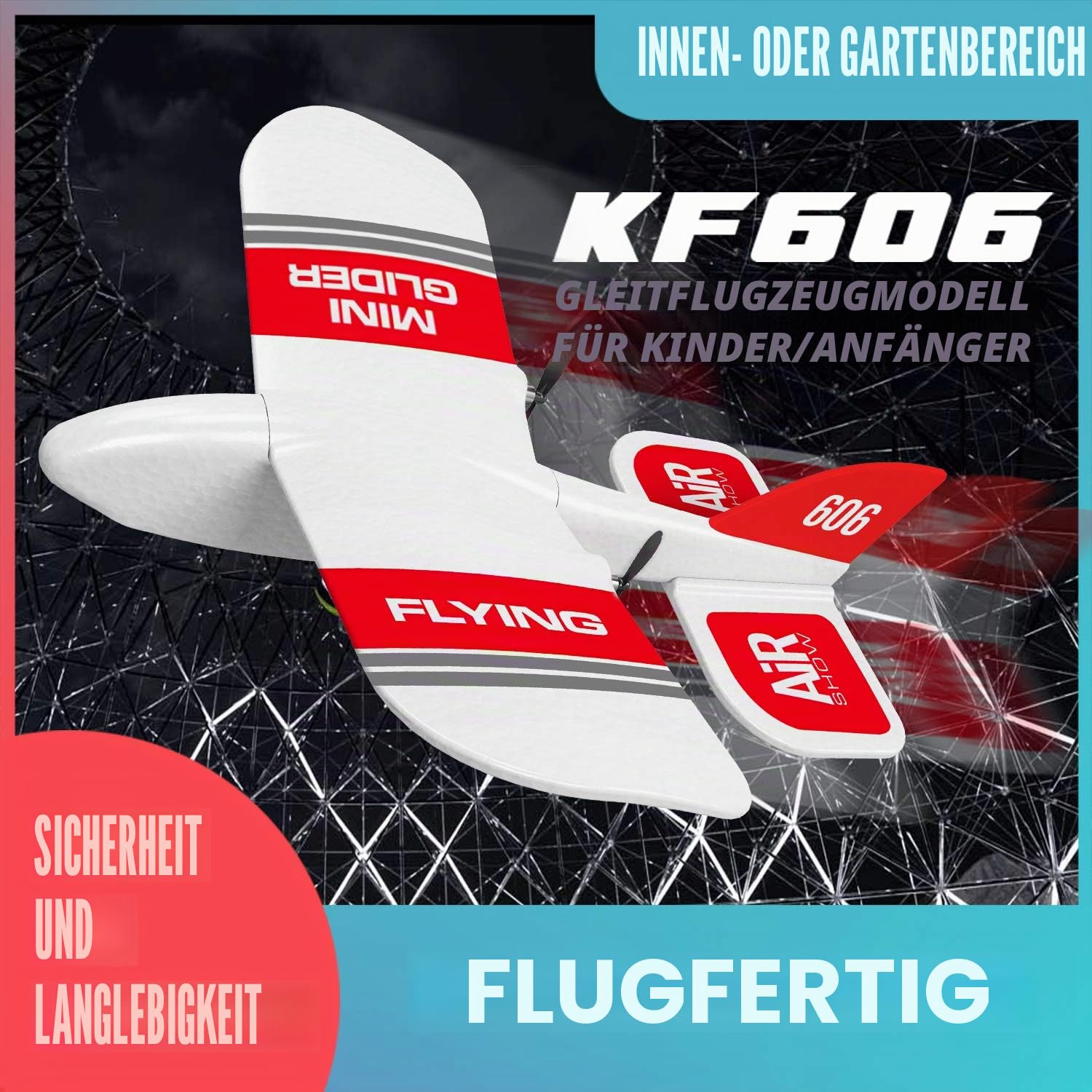 KF606 ferngesteuertes Segelflugzeug, 2,4 GHz, 2 Kanäle, fester Flügel, EPP-Schaumstoff, Mini-Gleiter, integriertes Gyro-System, Mini-Indoor-RC-Gleiter, Flugzeugmodell, Spielzeug für Kinder und