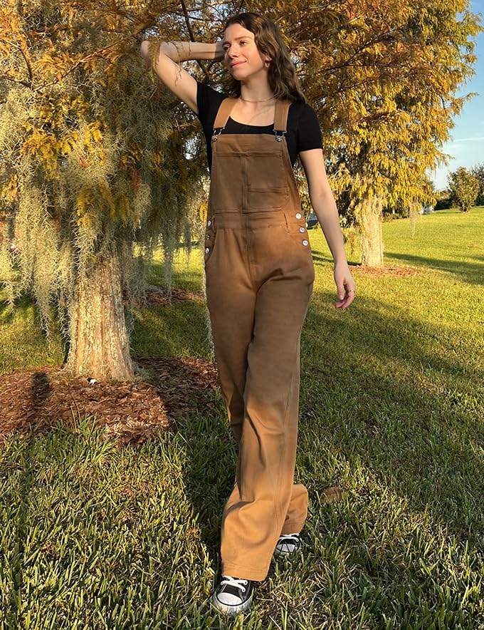 luvamia Overalls Women Loose Fit Denim Bib Baggy Overall Jumpsuit Straight Wide Leg Stretchy Jean Pants Fashion - Image 3