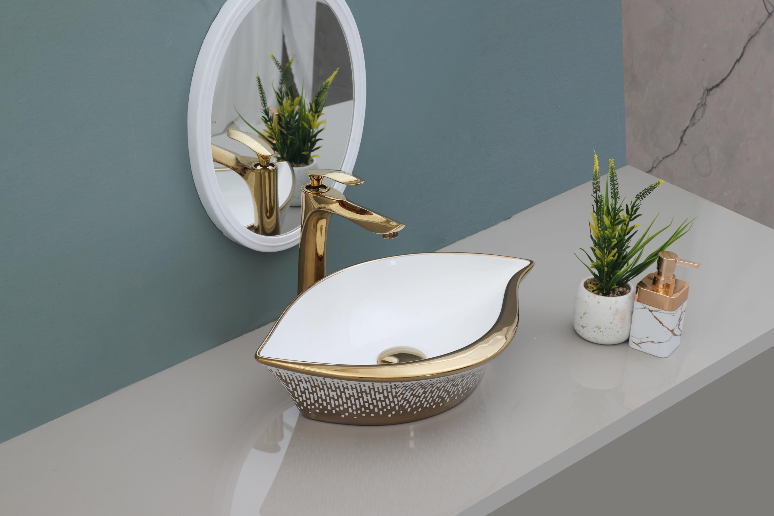 HISRE Wash Basin For Bathroom | Over Counter Top Wash Basin For Living Room | Washbasin Countertop Slim rim Vessel Sink (Style - B), photo 2 of 4