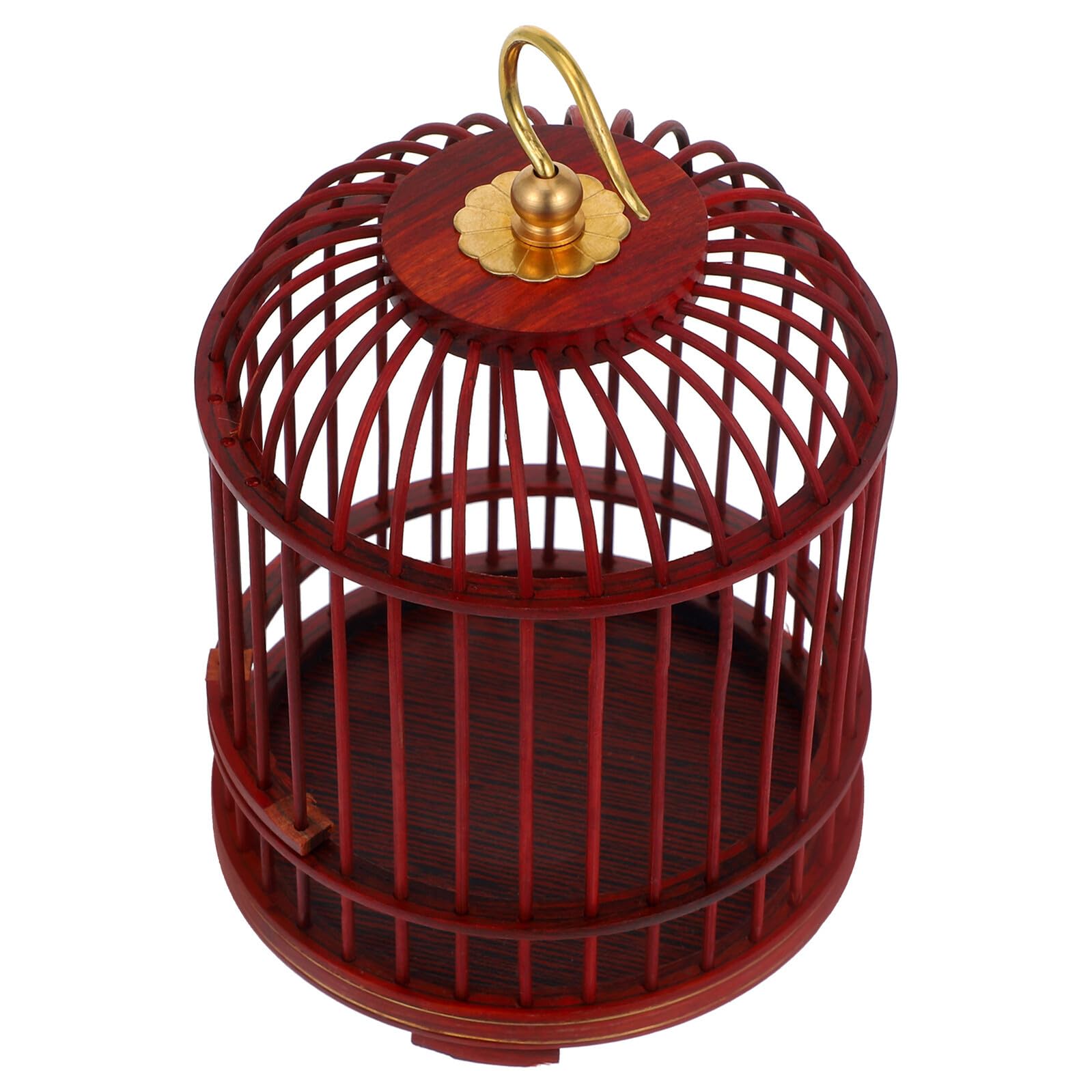 Cage suspendue en bois naturel pour hamster et oiseaux au design de dôme doré vintage
