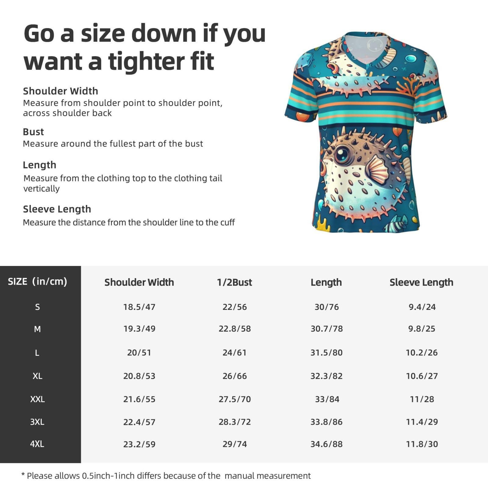 Stylish Athletic Sports Jersey Puffer-Fish-Cartoon Men's Rugby Jersey Xx-Large Black