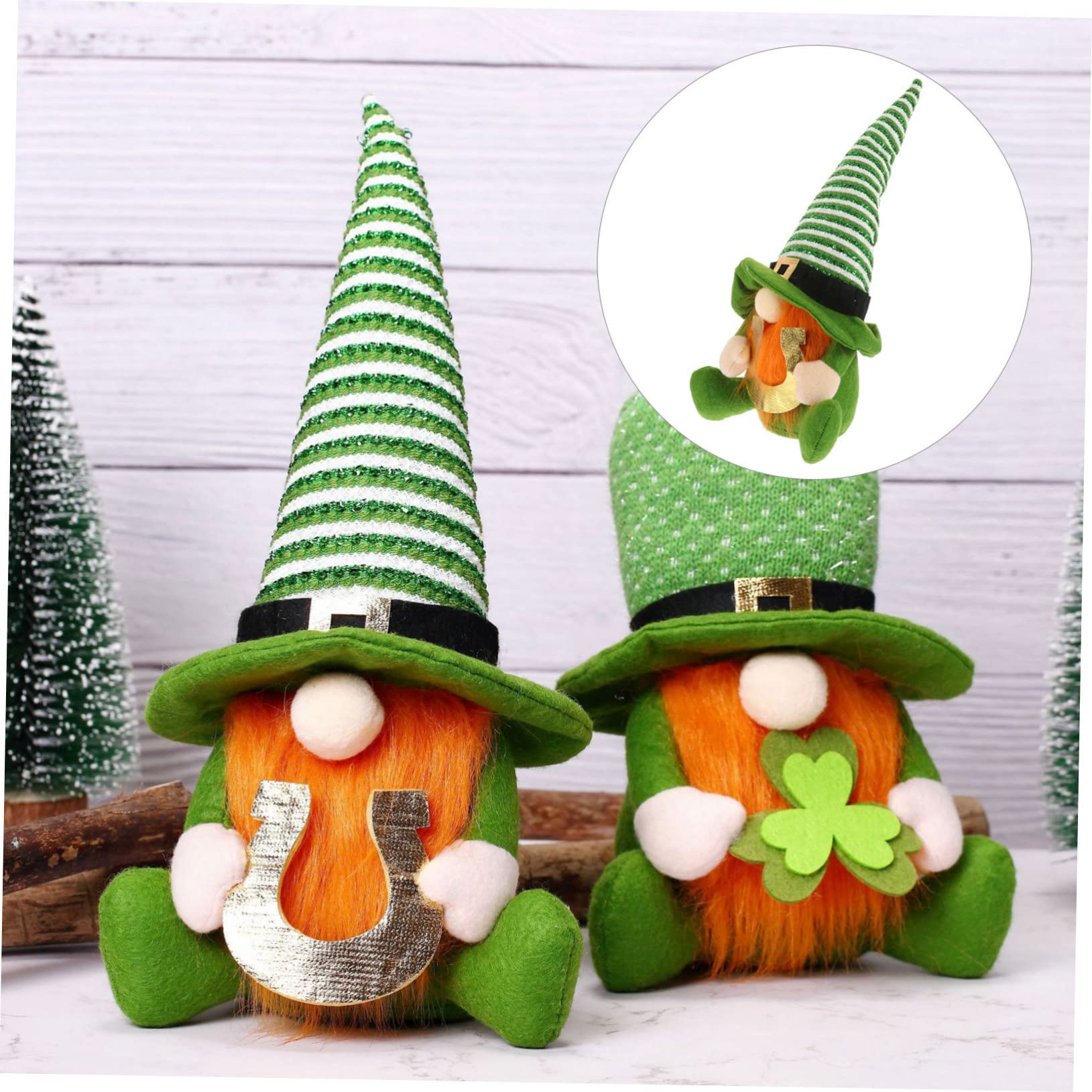 ABOOFAN 3 Pièces Ornement De Poupée De Chapeau Vert Poupée De Bureau Décor De GNOME De Jour De Patrick Gnomes Irlandais Père Noël en Peluche De De Bureau De Jour De