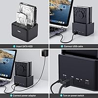 Vista 7 de SSK Estación de acoplamiento de disco duro de aluminio, USB 3.0 a SATA Dual Bay External HDD Dock Caddy Reader para 2.5 y 3.5 pulgadas SATA HDD SSD