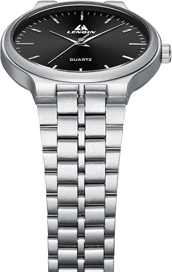 LN LENQIN Mens Watches Stainless Steel Watches for Men Classic Analog Quartz Watch Waterproof Men's Wrist Watch