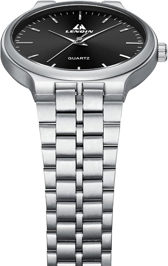 LN LENQIN Mens Watches Stainless Steel Watches for Men Classic Analog Quartz Watch Waterproof Men's Wrist Watch