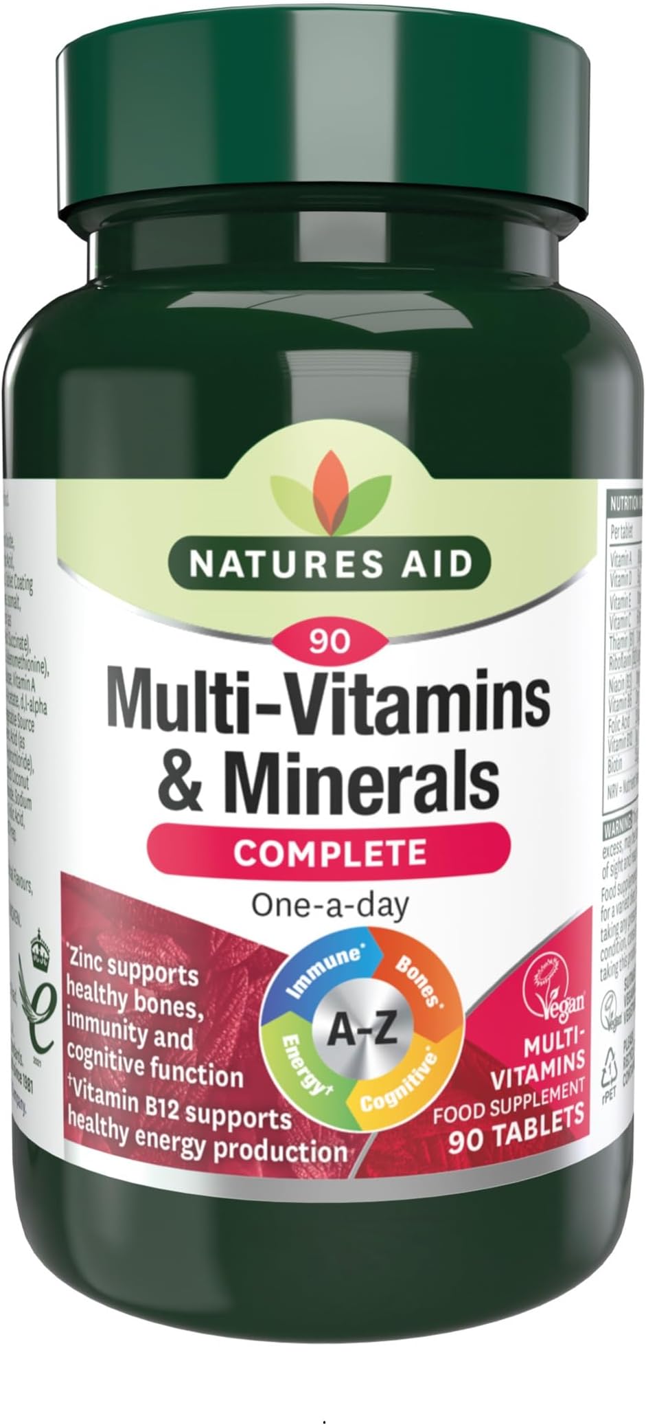 Multivitamins & Minerals – One-a-Day High Potency Daily Multi-Vitamin Supplement inc. B12 & Zinc – Supports Energy, Bones, Immunity, Hair, Nails – Vegan, Non-GMO, Gluten-Free – 90 Tablets