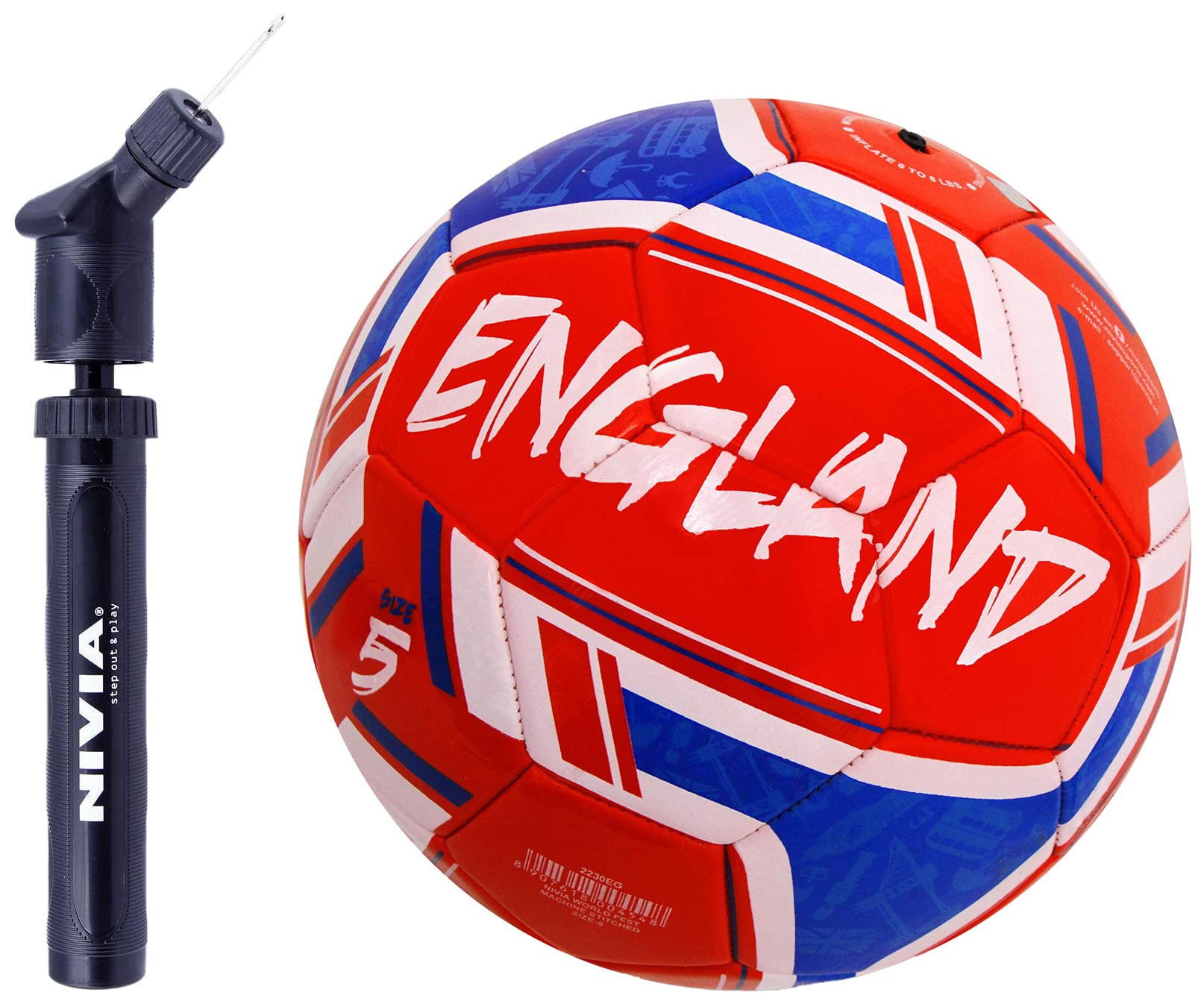 Nivia World Fest F.B Size NO 5" England, Color : Multicolor, Material: Rubber Ball Pump (Material: Plastic) (B0BB6GQ51C) Amazon Price History, Amazon Price Tracker