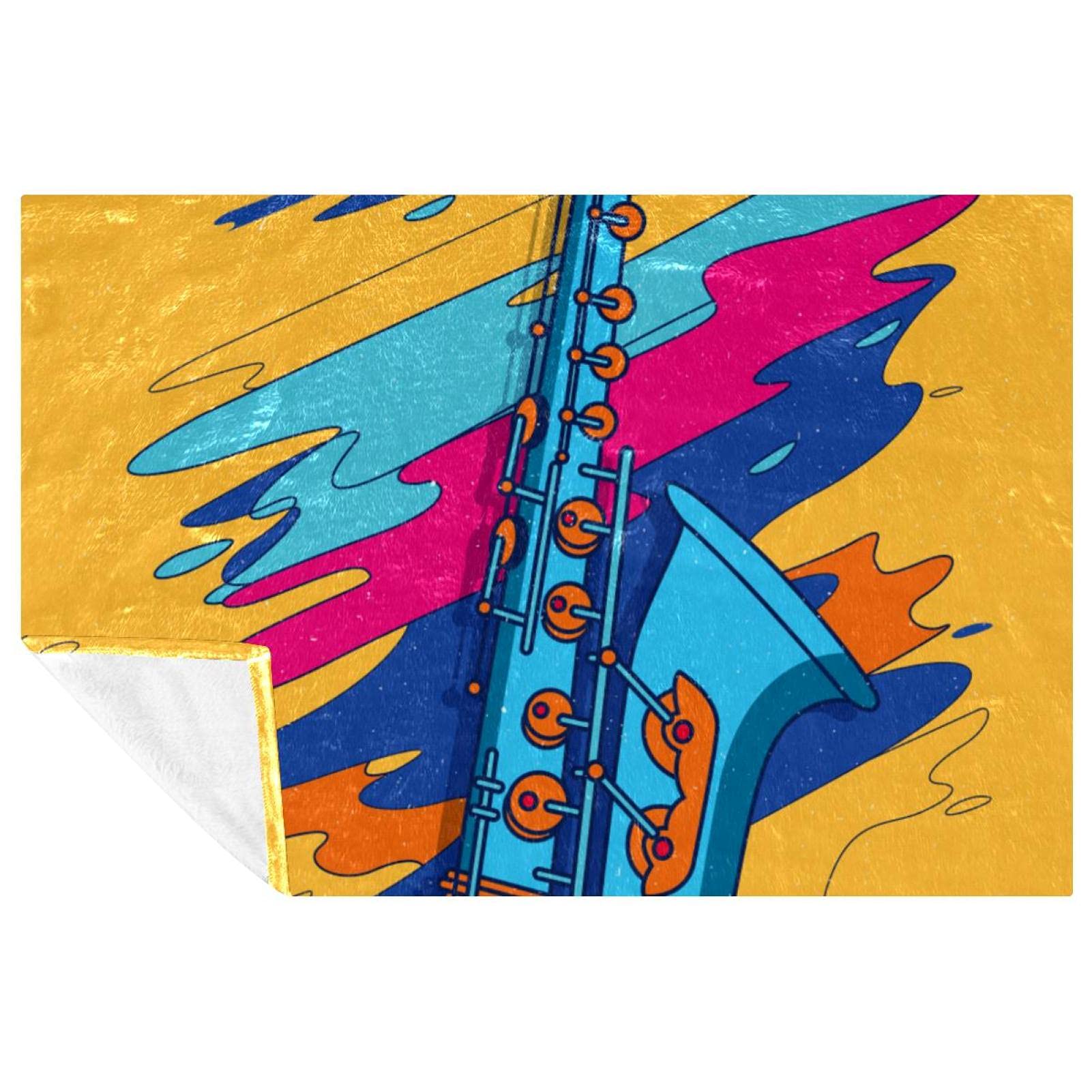 Couverture saxophone douce de lit et canapé plaid 150x100 cm