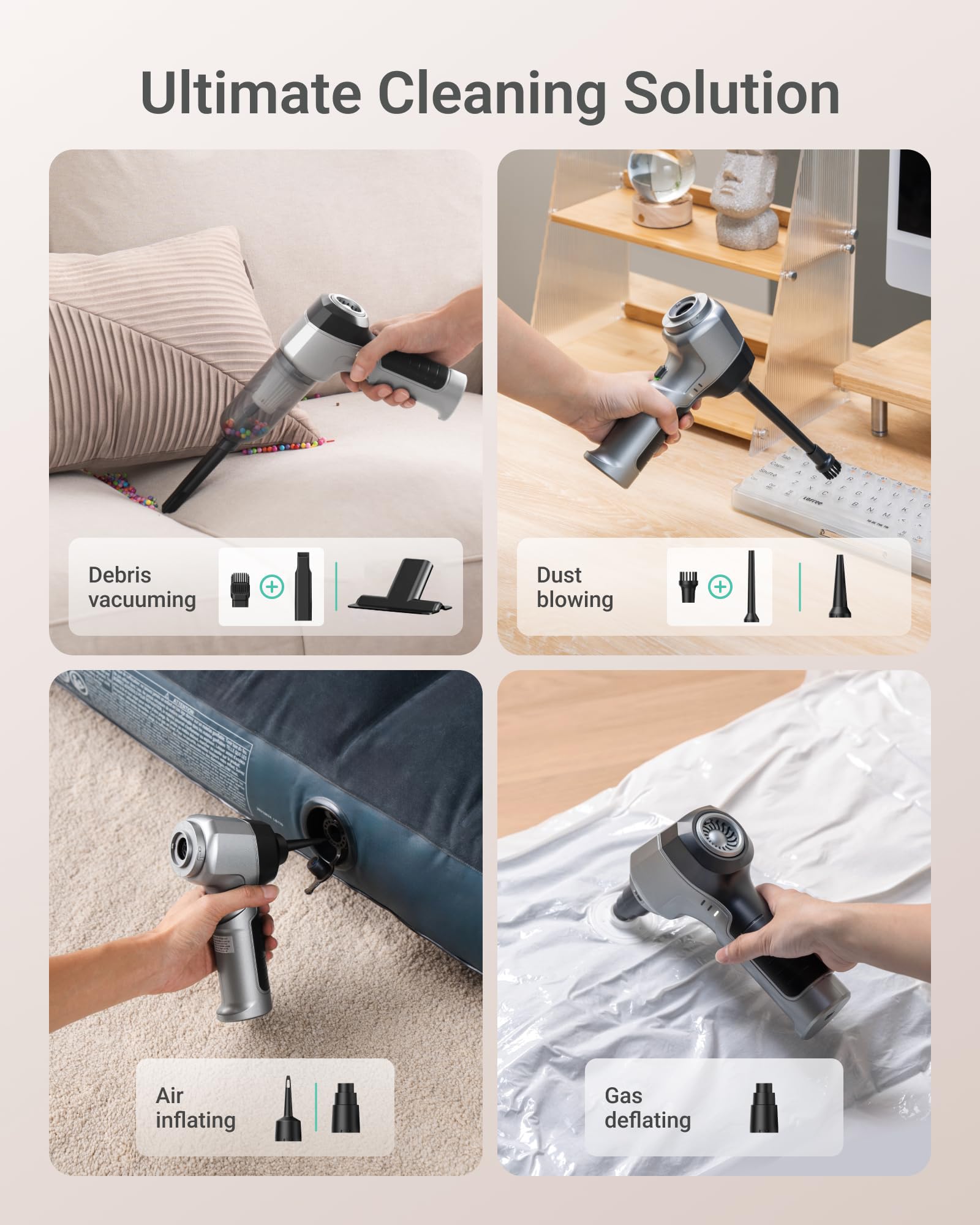 Aspirateur Voiture Sans Fil Redcoutt - 18000PA, 4-en-1, Autonomie 38min, 90 000 Tr/min - Pour Maison & Auto