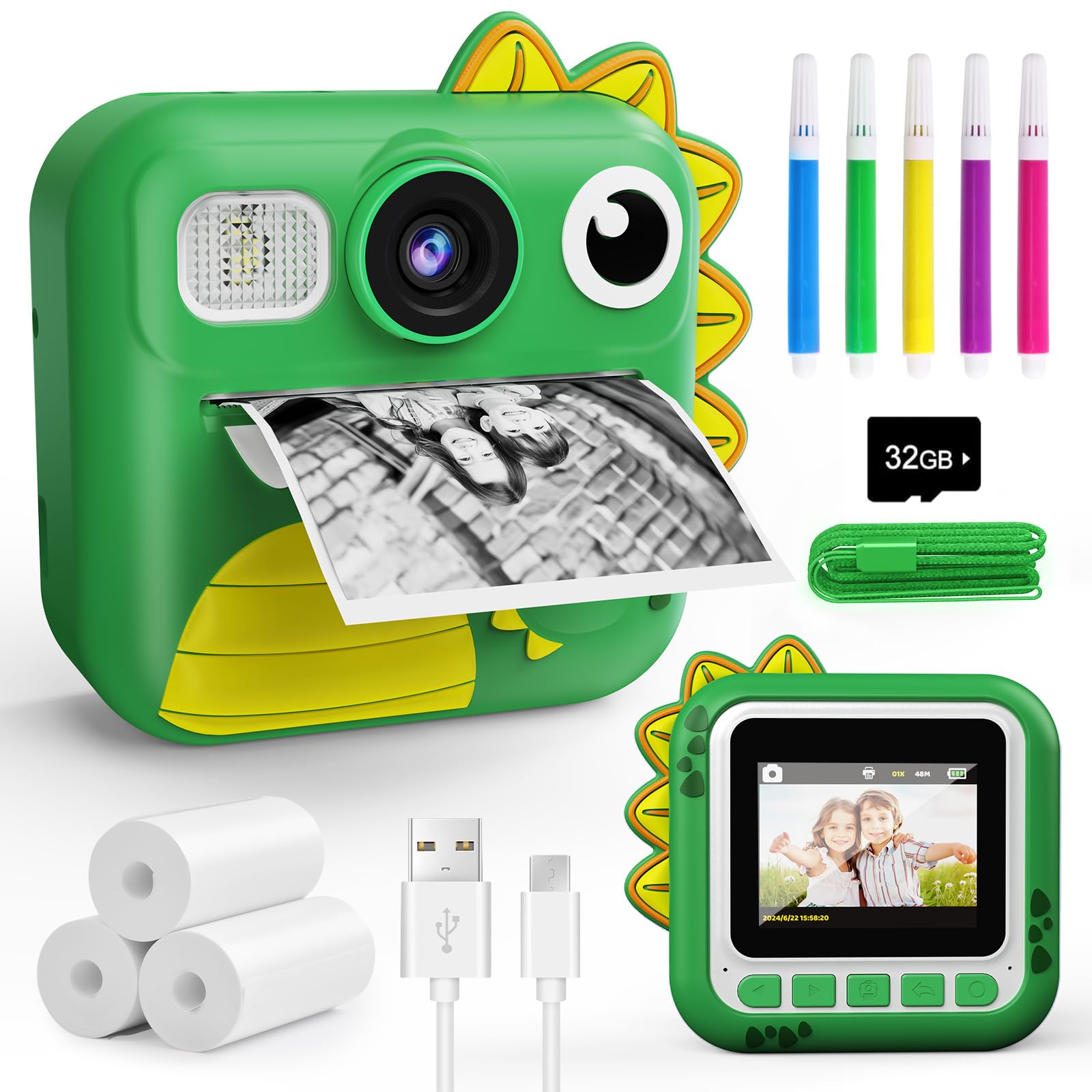 KOKODI Kids Camera Instant Print, Toddler Cameras Christmas Birthday Gifts for Girls Age 3-12, Digital Video Instant Printable Camera for Kids,Toys