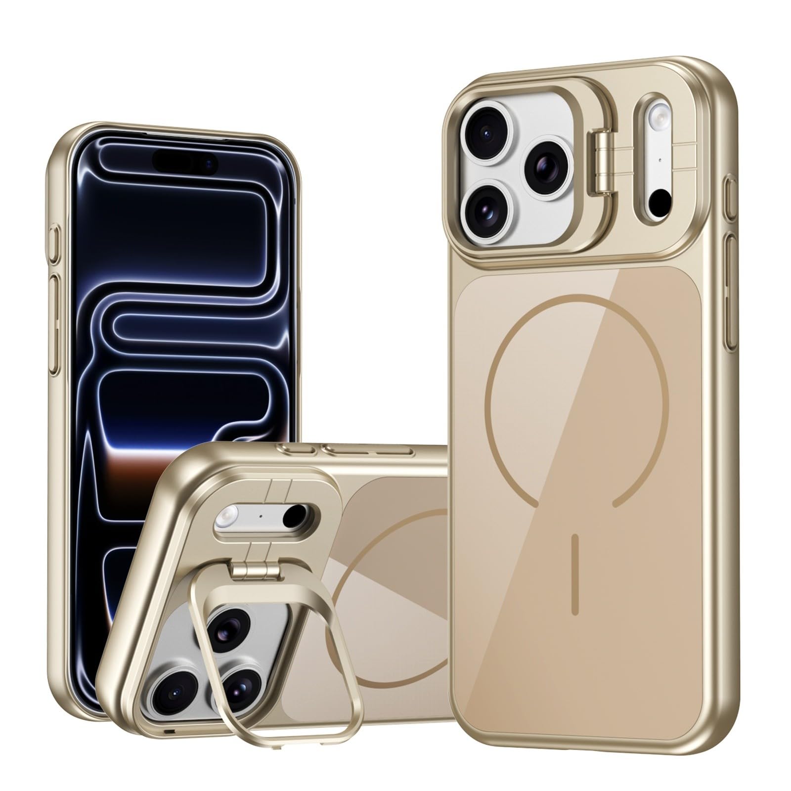 Coque iPhone 11 Pro Max rigide magnétique avec support béquille intégré doré - 7