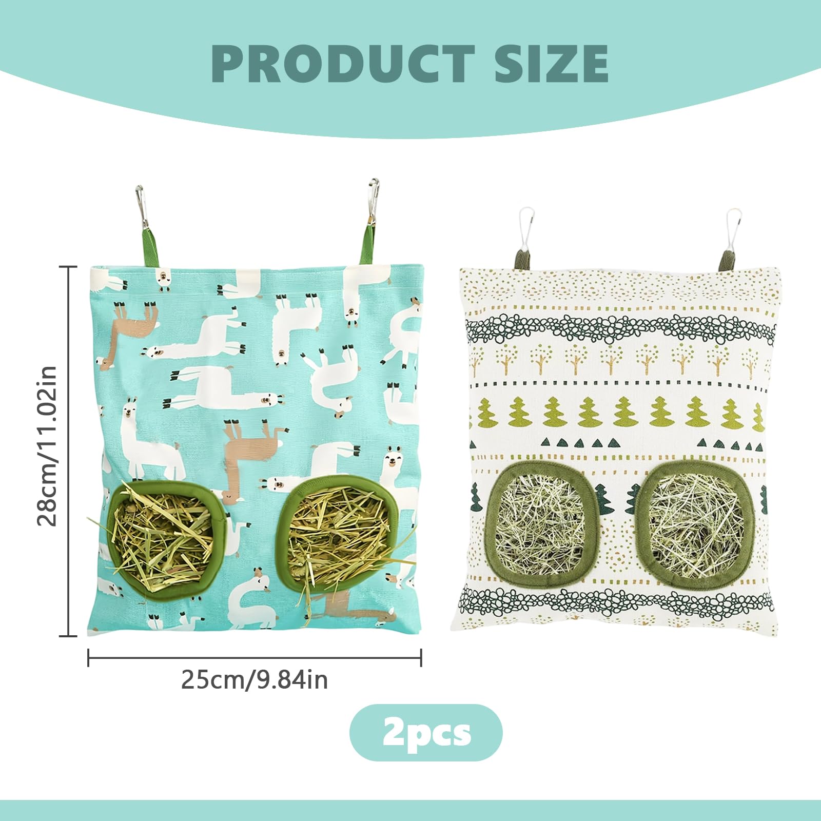 2 Pièces Sac à Foin pour Lapin, Distributeur de Foin, Sac de Foins Suspendu avec 2 Fenêtres, Accessoire Foin pour Petits Animaux Chinchilla, Cochon d'Inde et Taupe