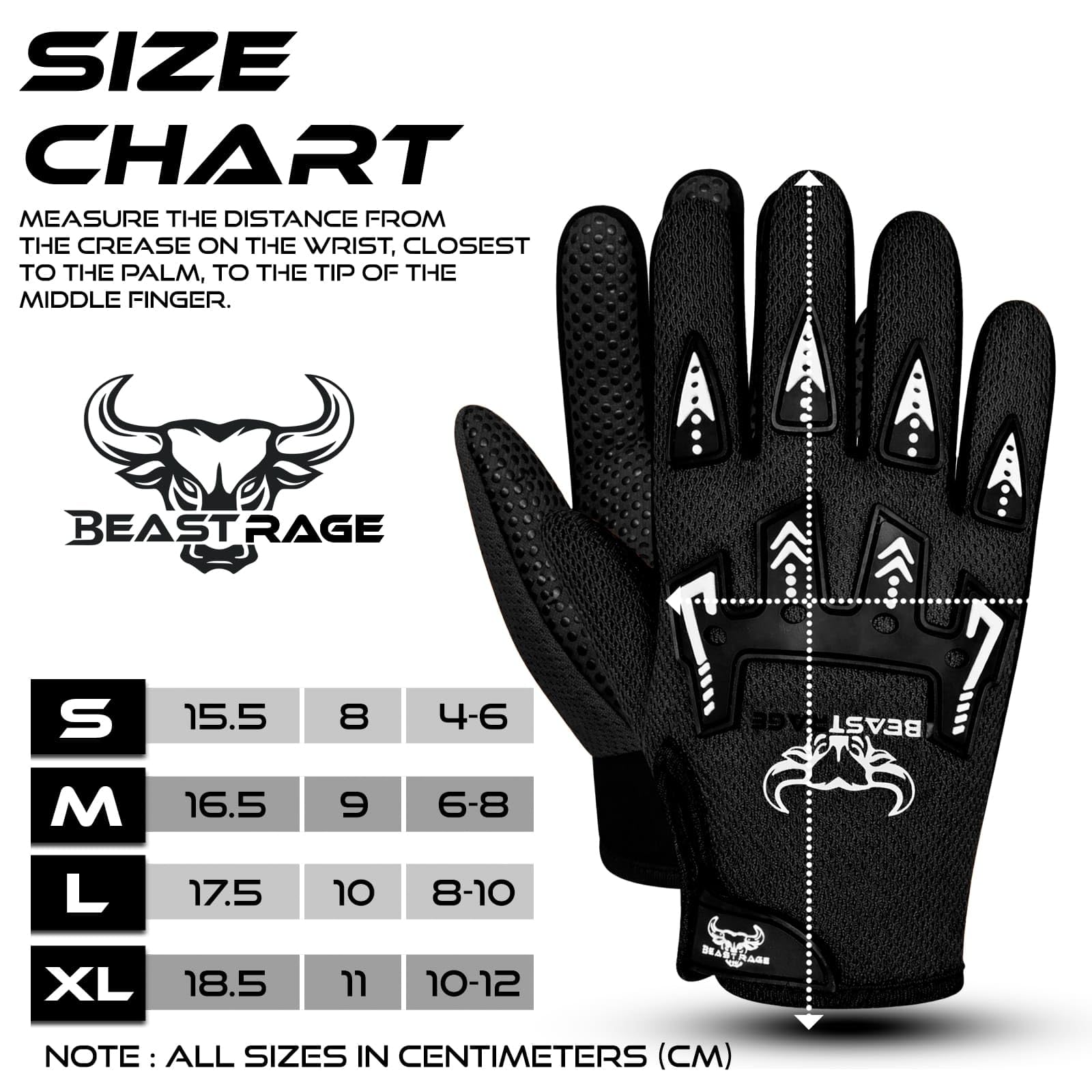 BEAST RAGE Guantes de bicicleta para niños, guantes de motocross y BMX para niños y niñas, agarre antideslizante, transpirables, ligeros, guantes de moto para niños