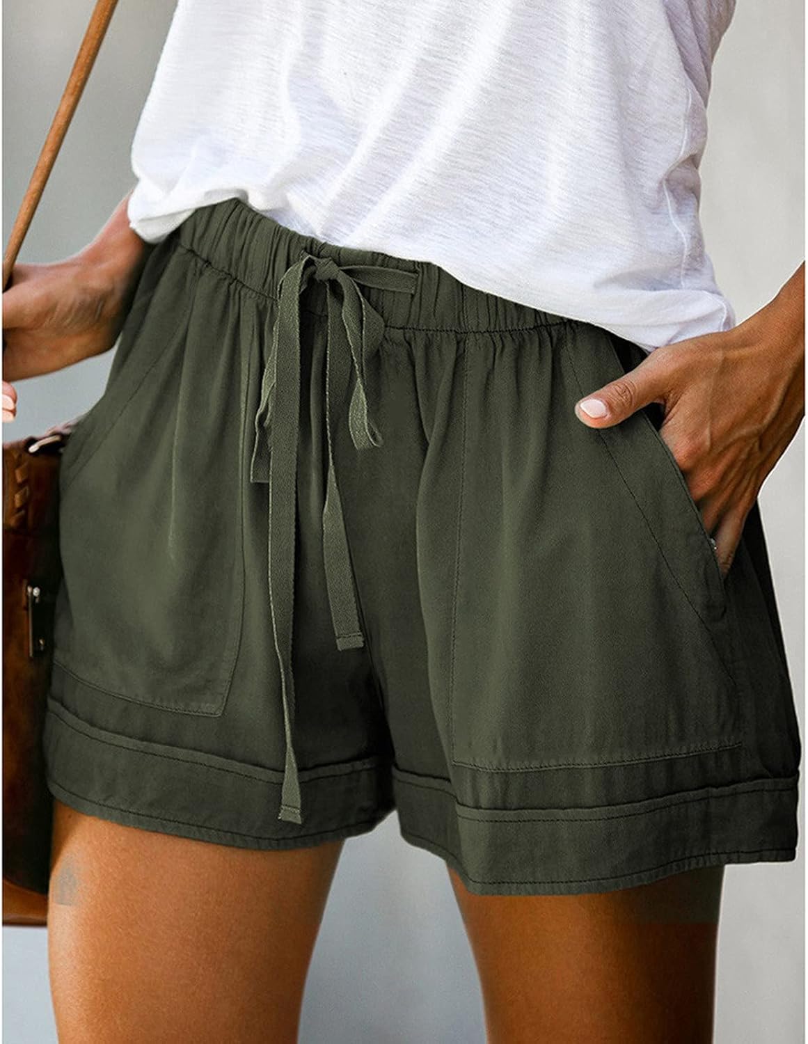 aihihe Grey Shorts Women Casual Summer Shorts for Women, Plus Size Baggy Shorts Bermuda Beach Vacation Shorts with Pockets(a-Green,XX-Large) | 