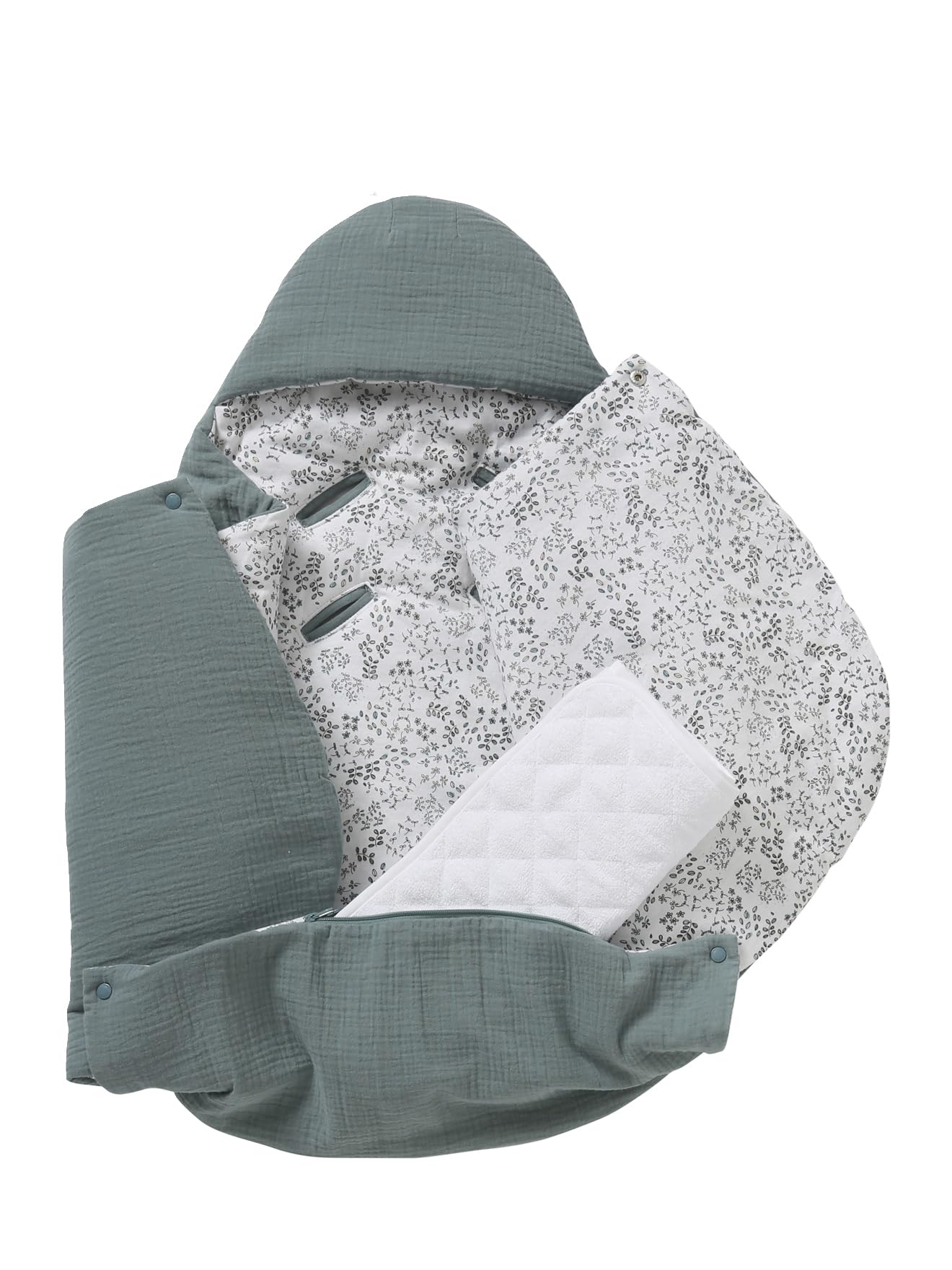 VERTBAUDET Nid d'ange Transformable en Gaze de Coton Sauge TU